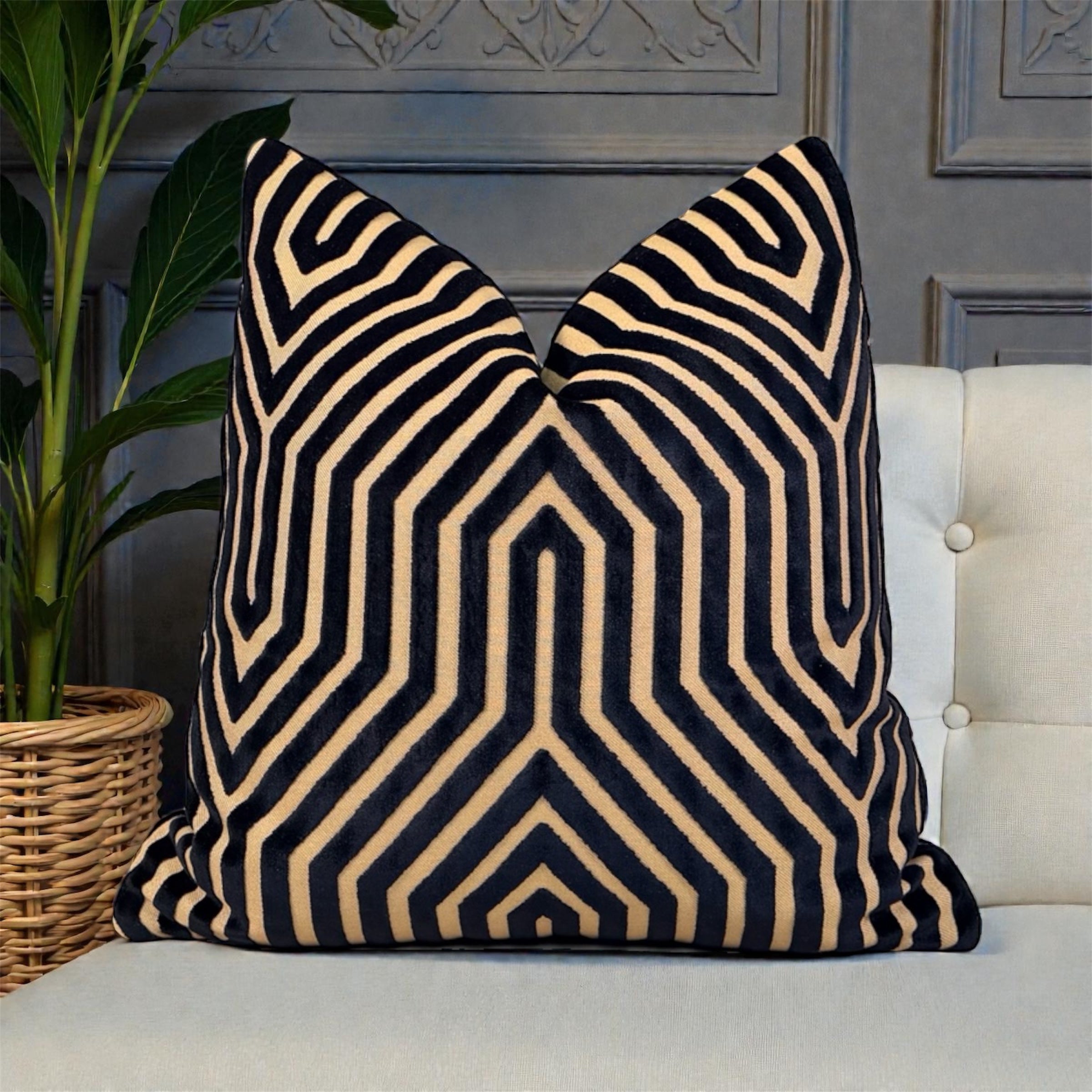 Schumacher Vanderbilt Velvet Pillow - Tortoise