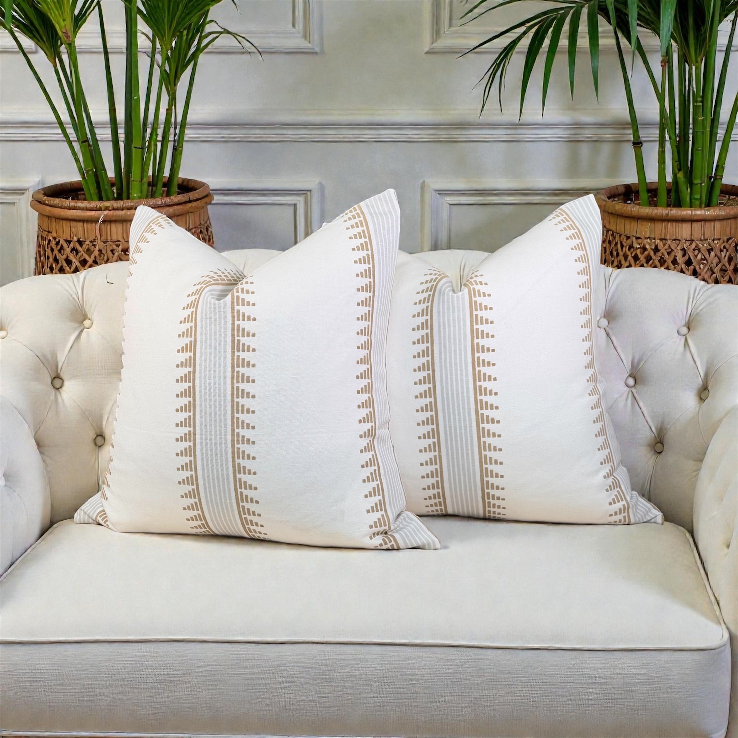 Thibaut Trail Head Pillow - Aqua, White, Gold