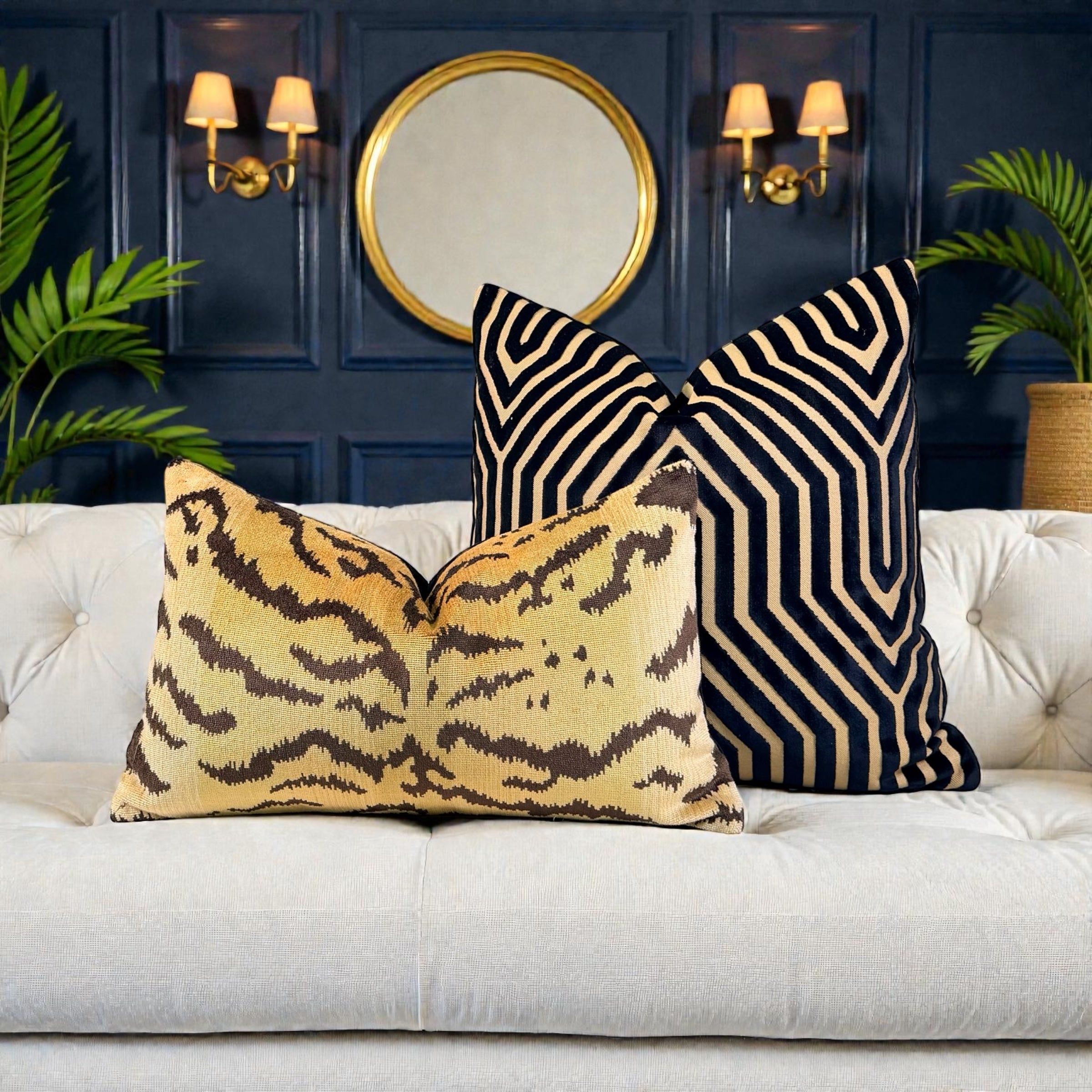 Schumacher Vanderbilt Velvet Pillow - Tortoise