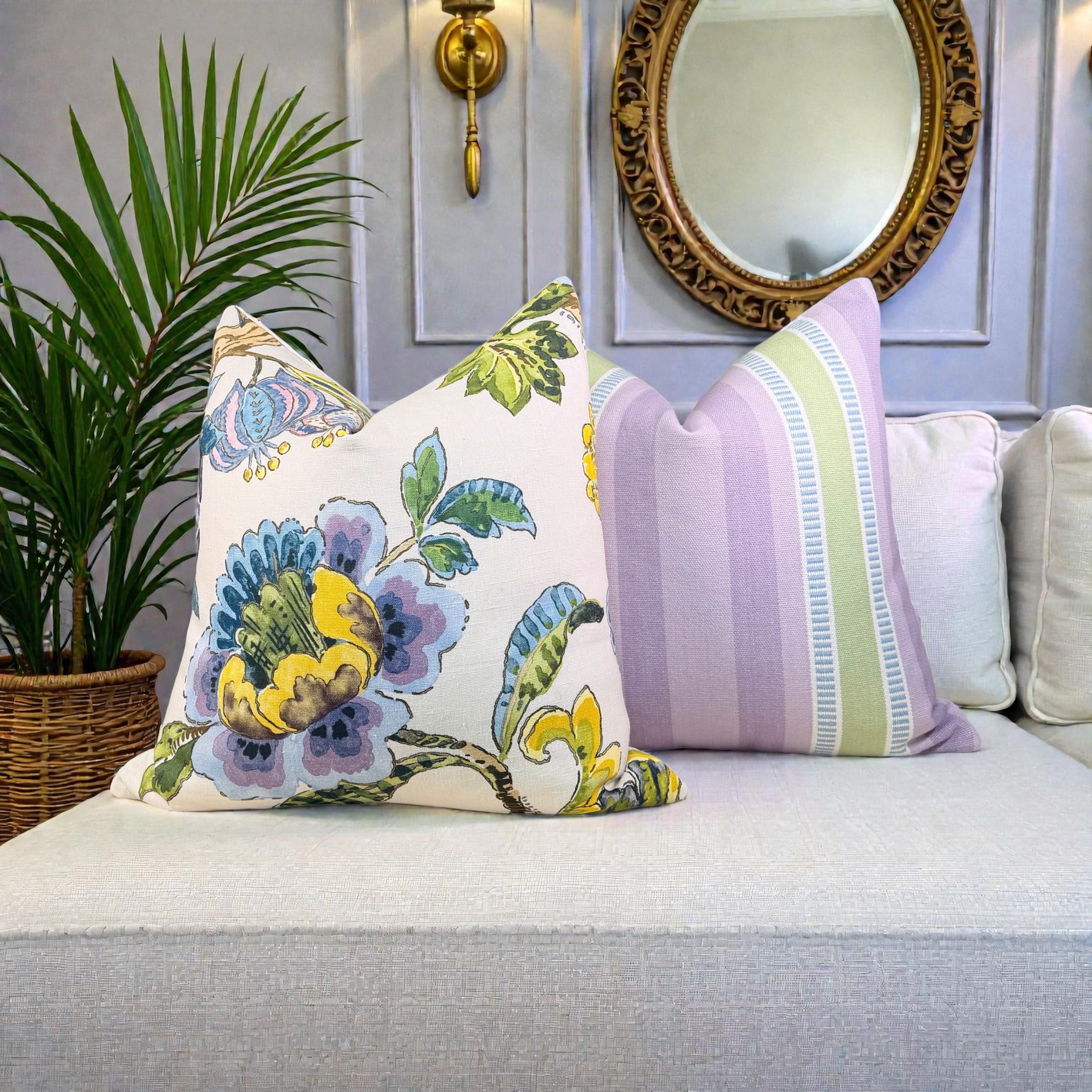 Anna French Stockbridge Linen Pillow - Lavender, Blue