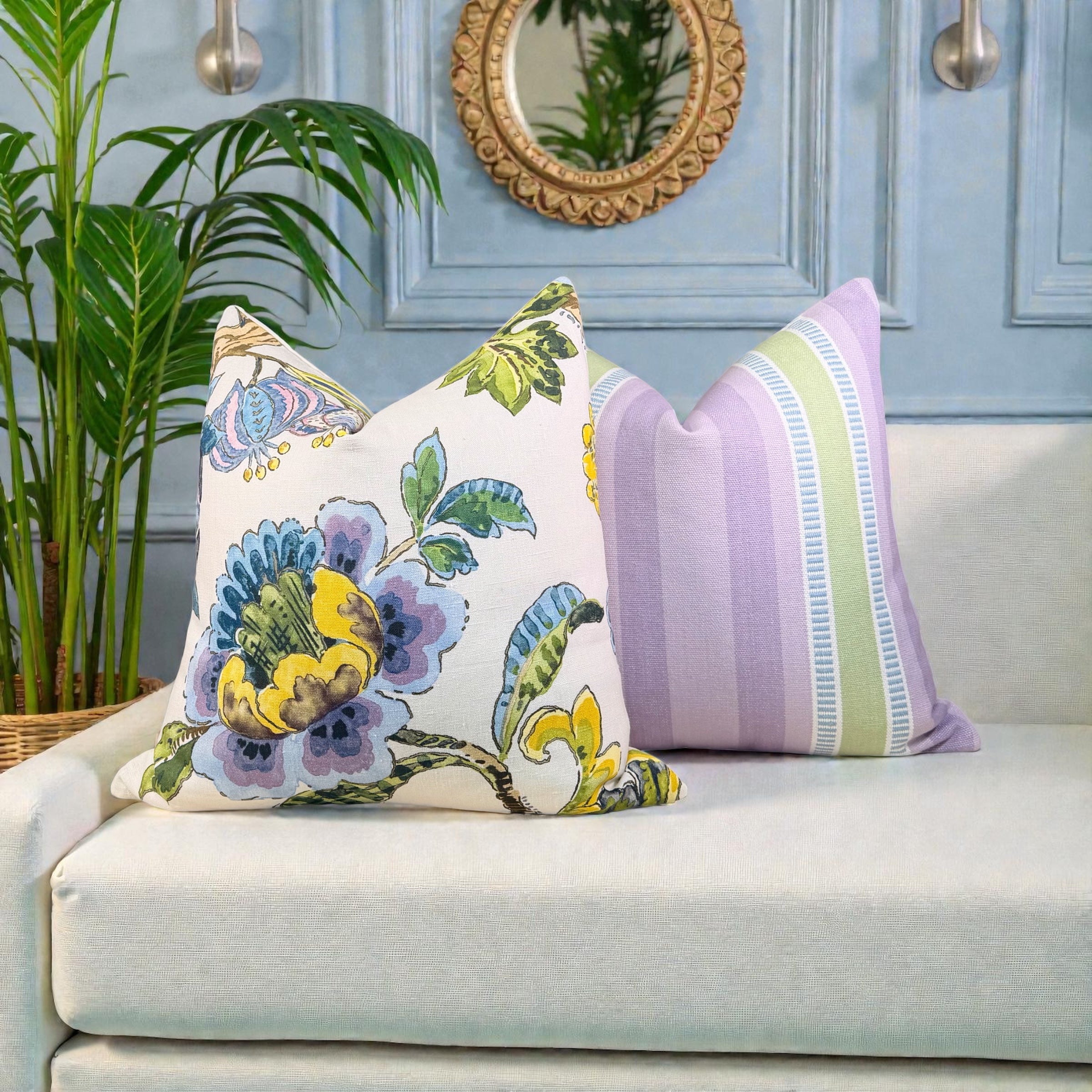 Anna French Stockbridge Linen Pillow - Lavender, Blue