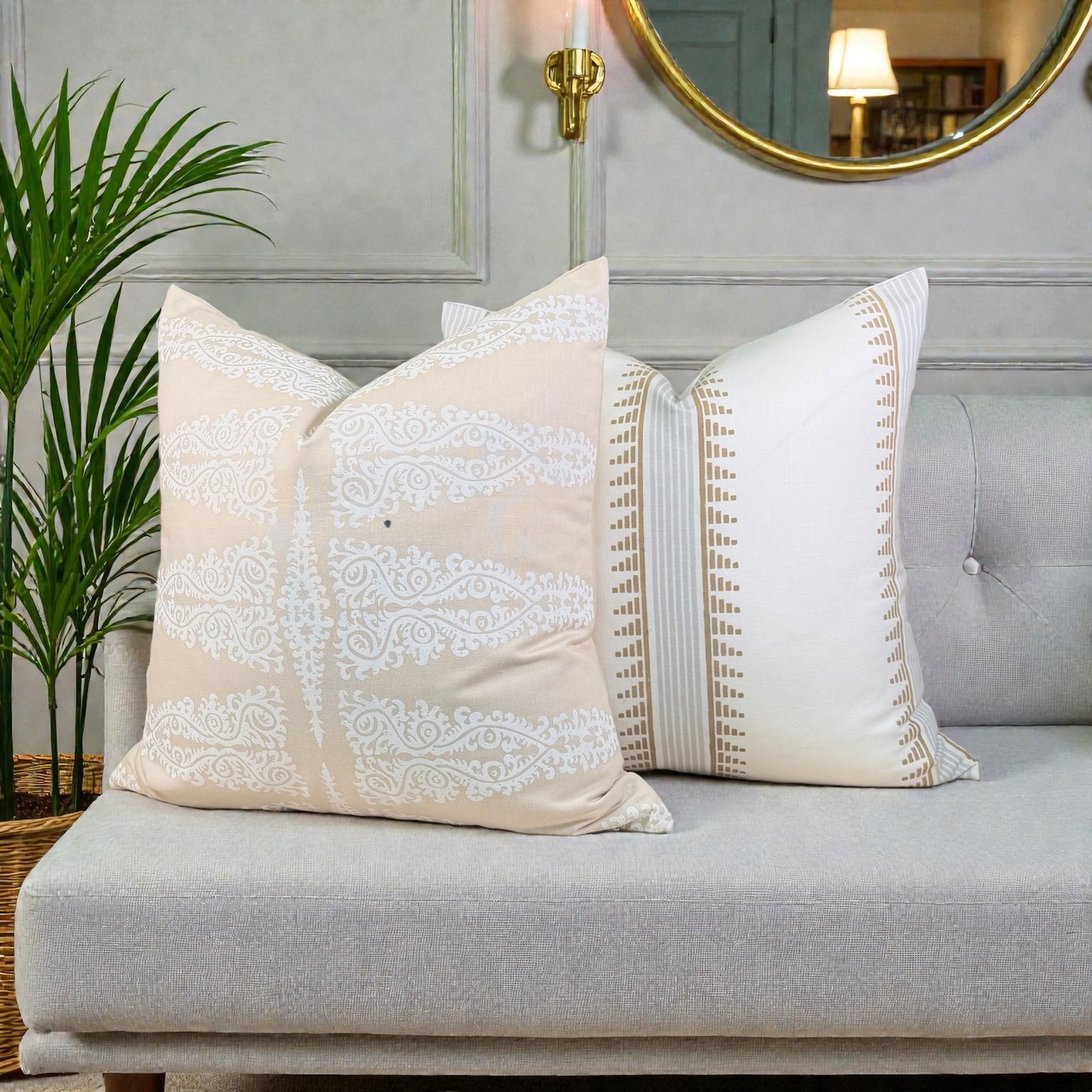 Thibaut Trail Head Pillow - Aqua, White, Gold