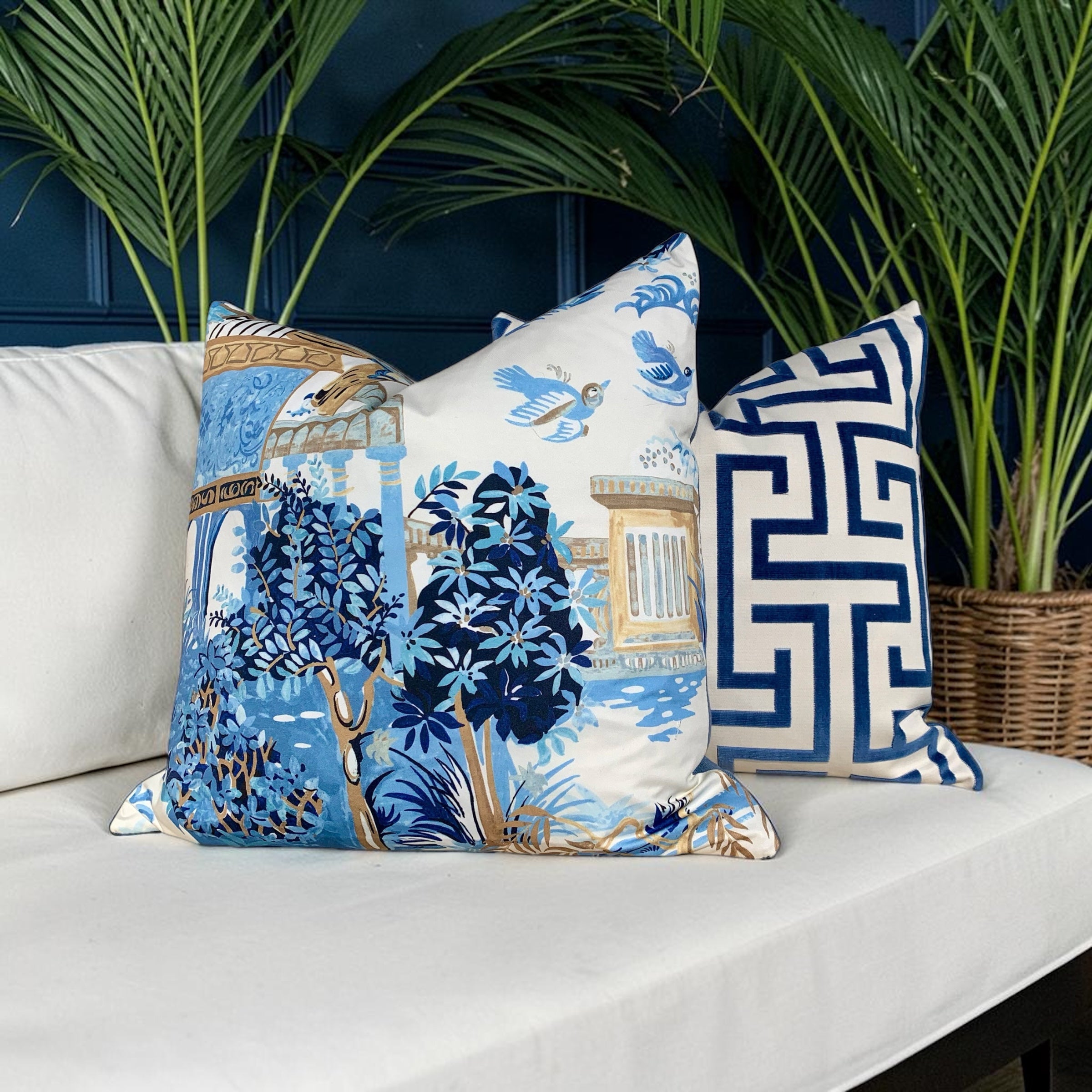 Thibaut Mystic Garden Pillow - Blue, White