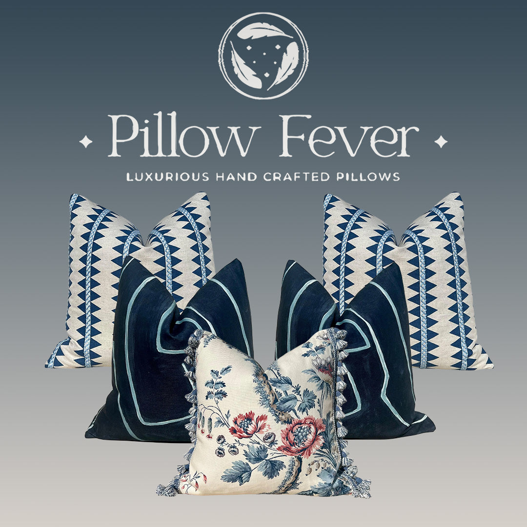 Sale!!! Price is for 2- 16"X16" Ready to Ship Thibaut Reno Stripe Embroidered Pillow Covers - Blue, Natural