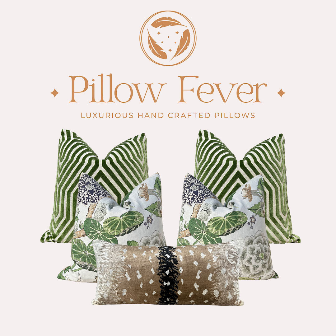 Thibaut Hill Garden Linen Pillow - Green, White.