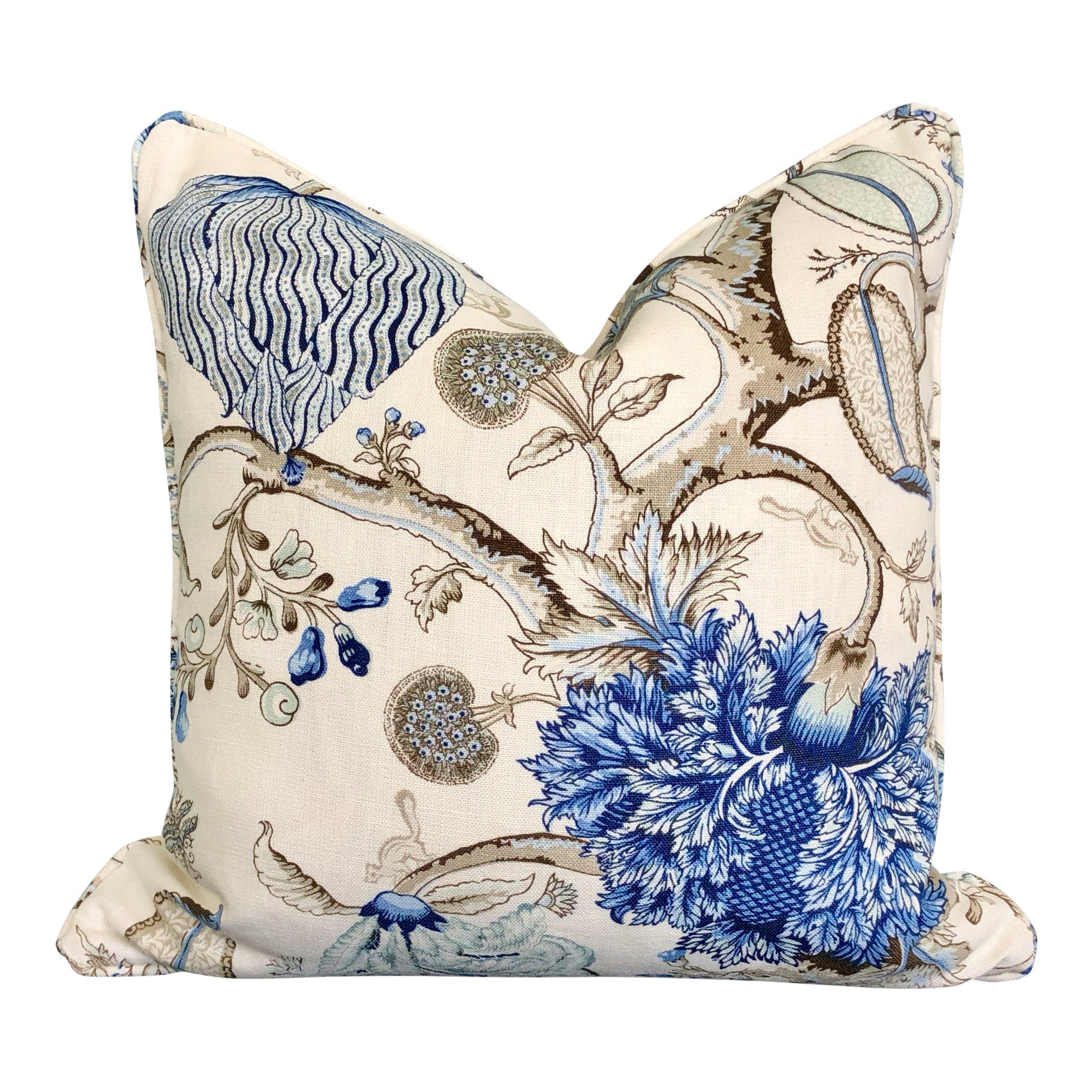 Scalamandre Pondicherry Linen Pillow in Delft.