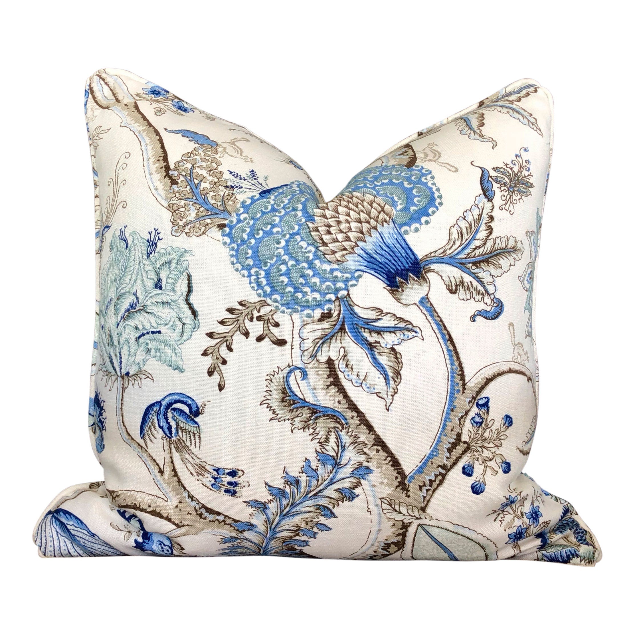 Scalamandre Pondicherry Linen Pillow in Delft.