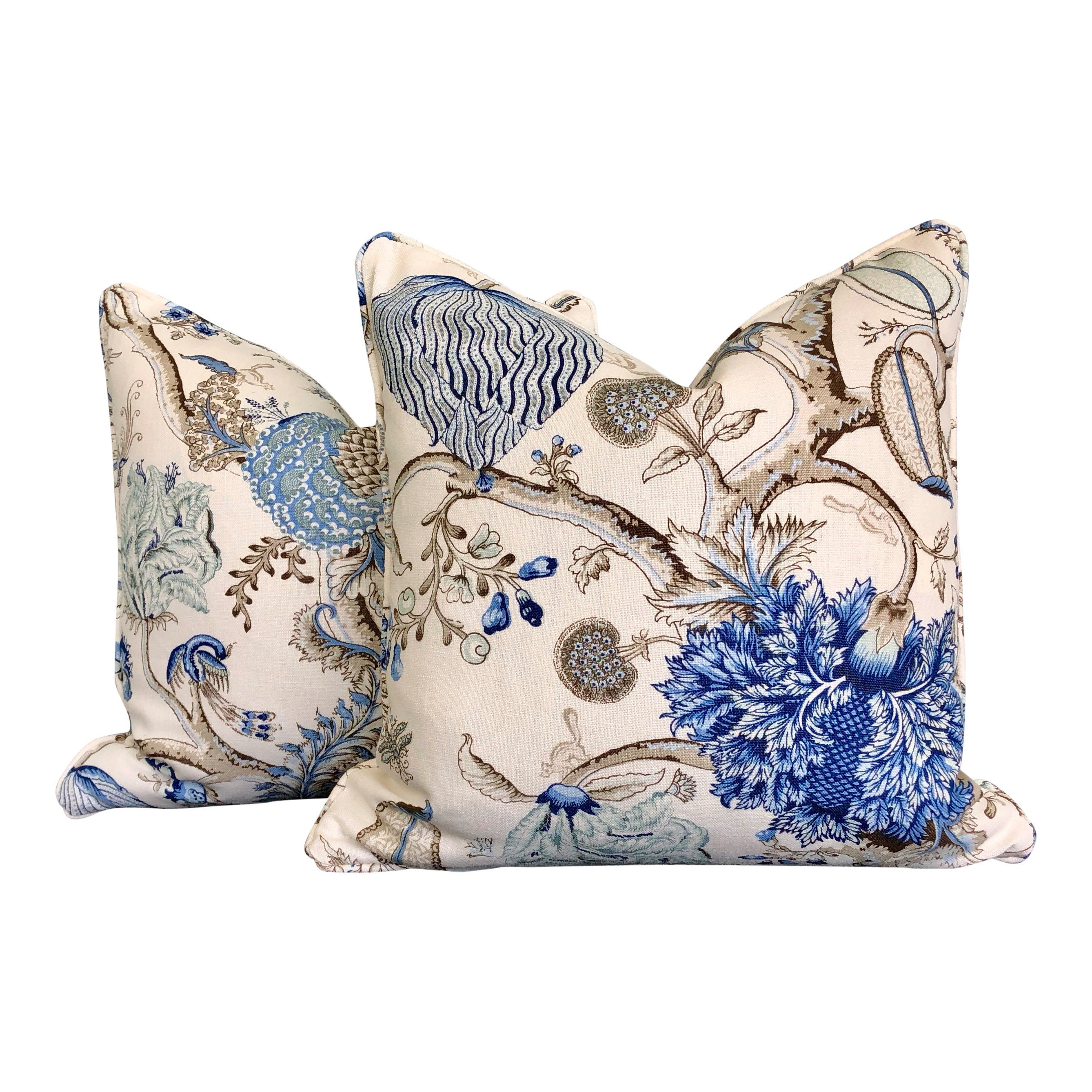 Scalamandre Pondicherry Linen Pillow in Delft.