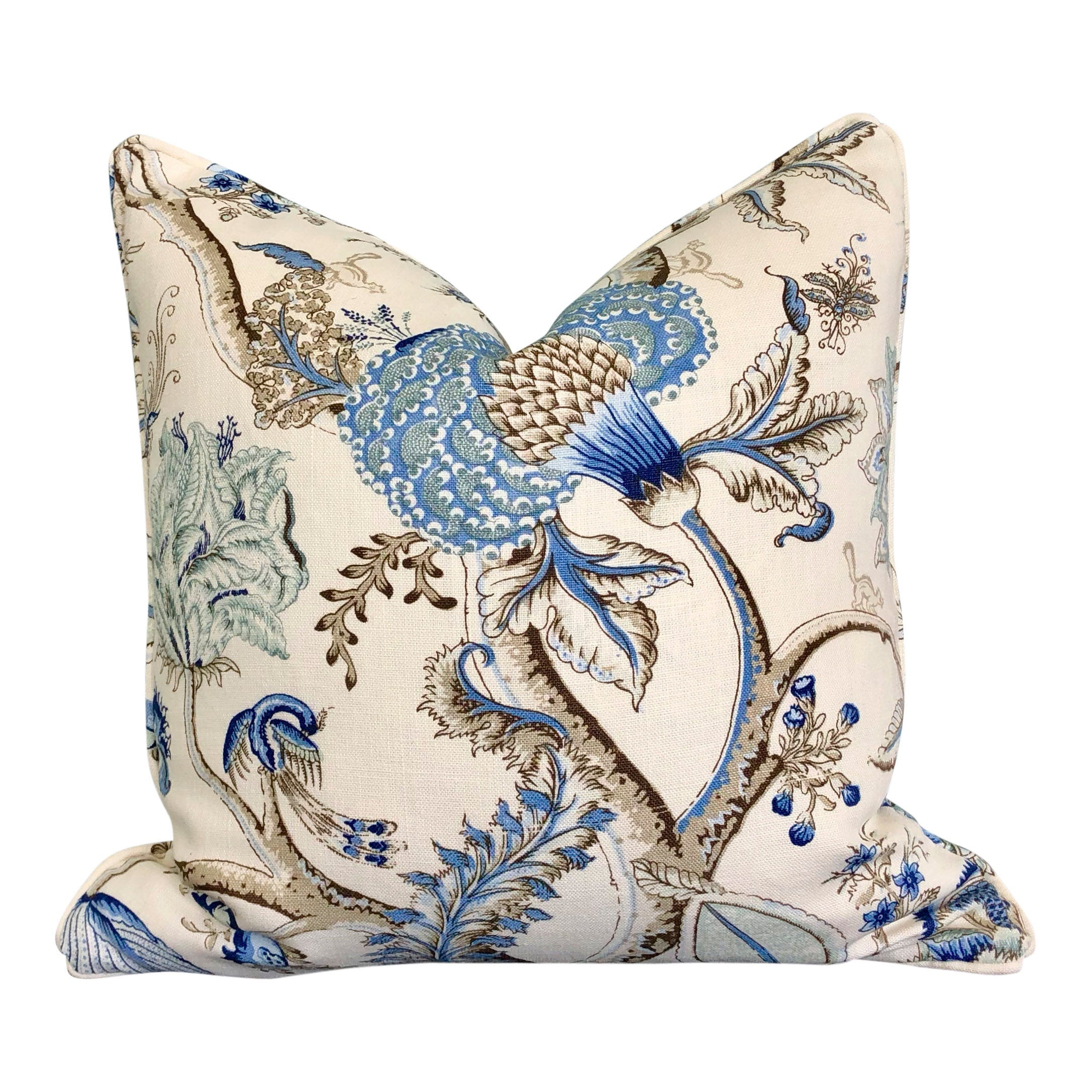 Scalamandre Pondicherry Linen Pillow in Delft.
