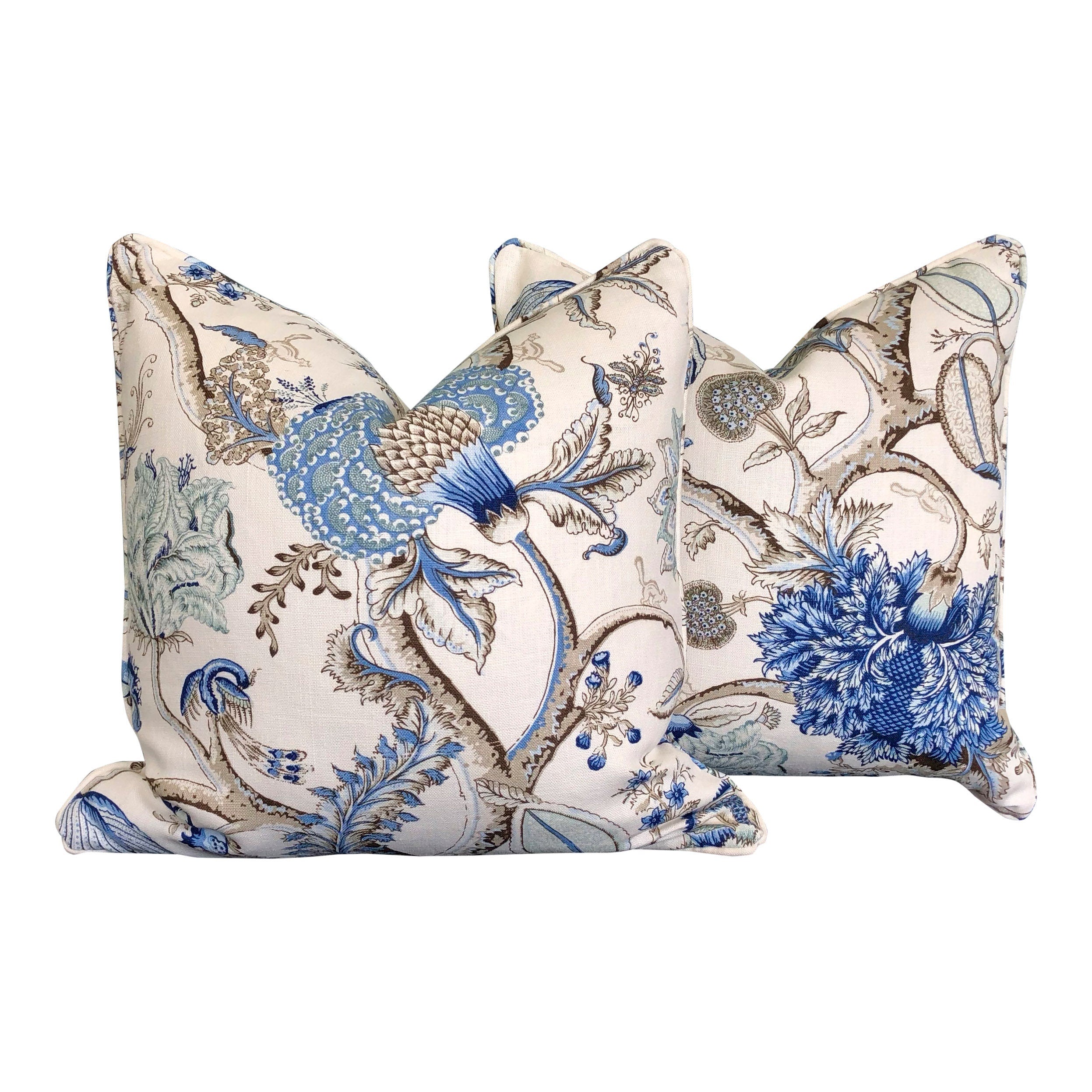 Scalamandre Pondicherry Linen Pillow in Delft.