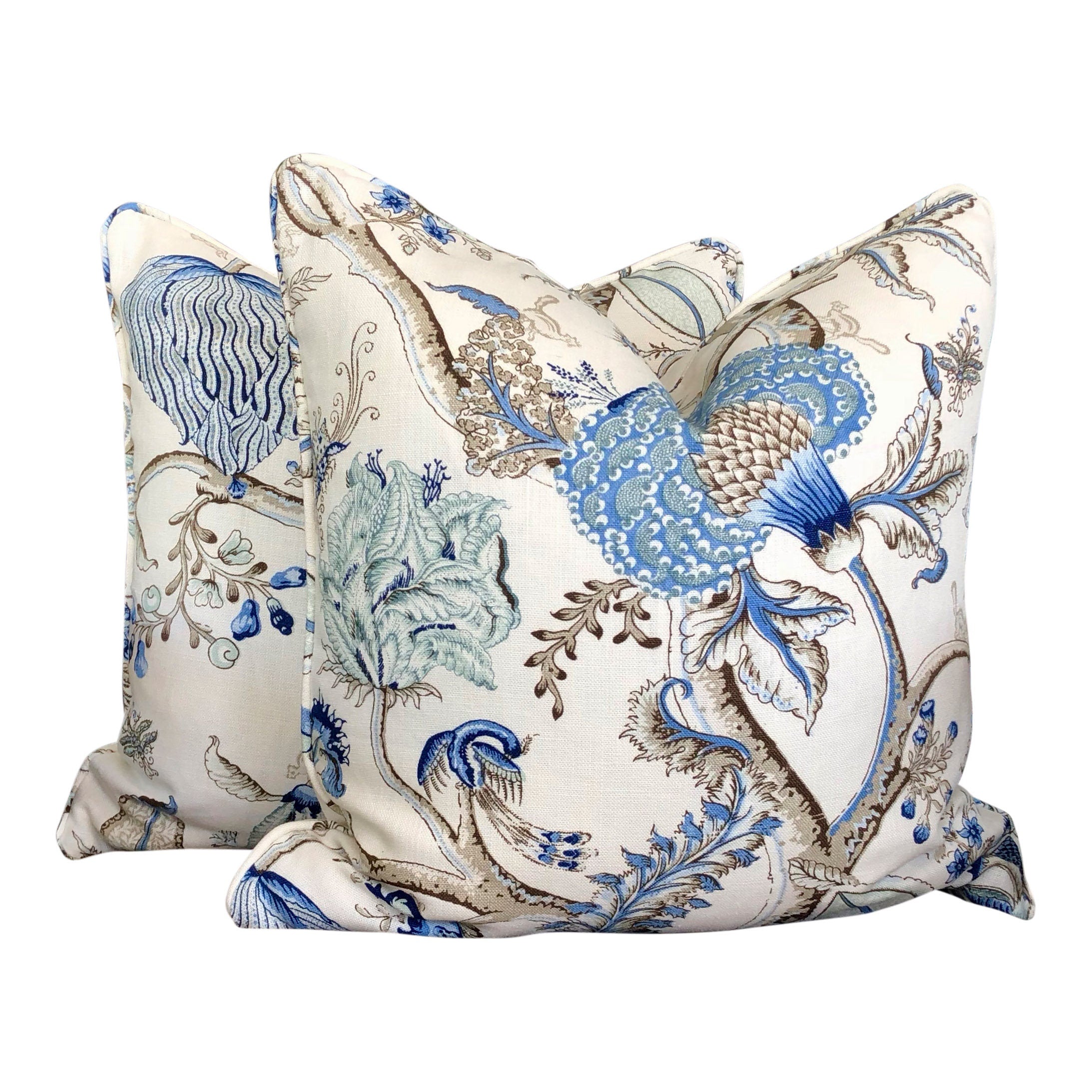 Scalamandre Pondicherry Linen Pillow in Delft.