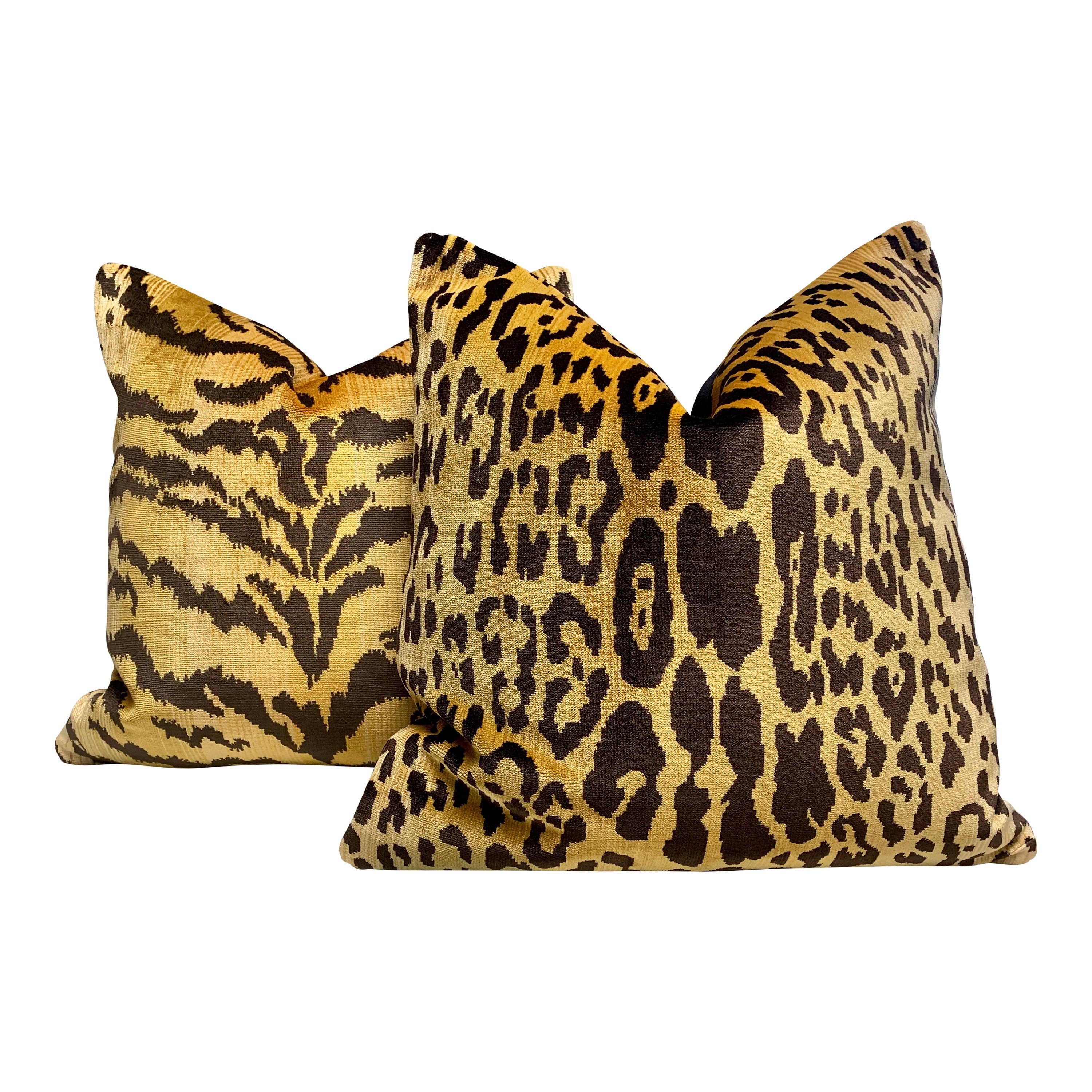 Scalamandre La Tigre Silk Velvet Pillow. Luxury Designer Pillows, High End Pillows, Leopard Velvet Pillows, Soft Velvet Lumbar Pillows