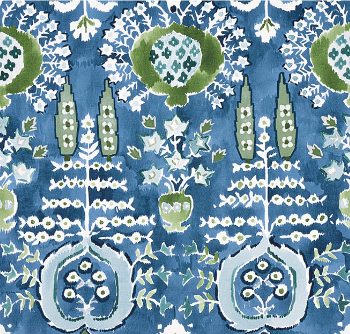 Thibaut Mendoza Suzani Pillow in Blue and Green. Decorative High End Pillow Covers, Euro Sham Cover, Accent Lumbar Pillows, Medallion Pillow