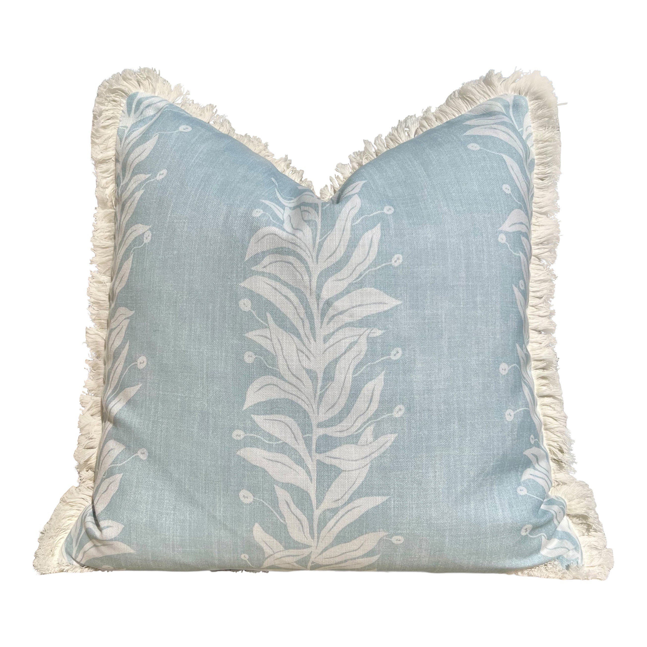 Schumacher Tendril Stripe Outdoor Decorative Pillow in Sky Blue. Designer Pillow Covers, Accent LIght Blue Cushion Cover, Outdoor Deck Decor