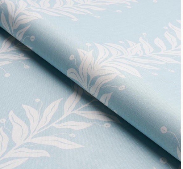 Schumacher Tendril Stripe Outdoor Decorative Pillow in Sky Blue. Designer Pillow Covers, Accent LIght Blue Cushion Cover, Outdoor Deck Decor