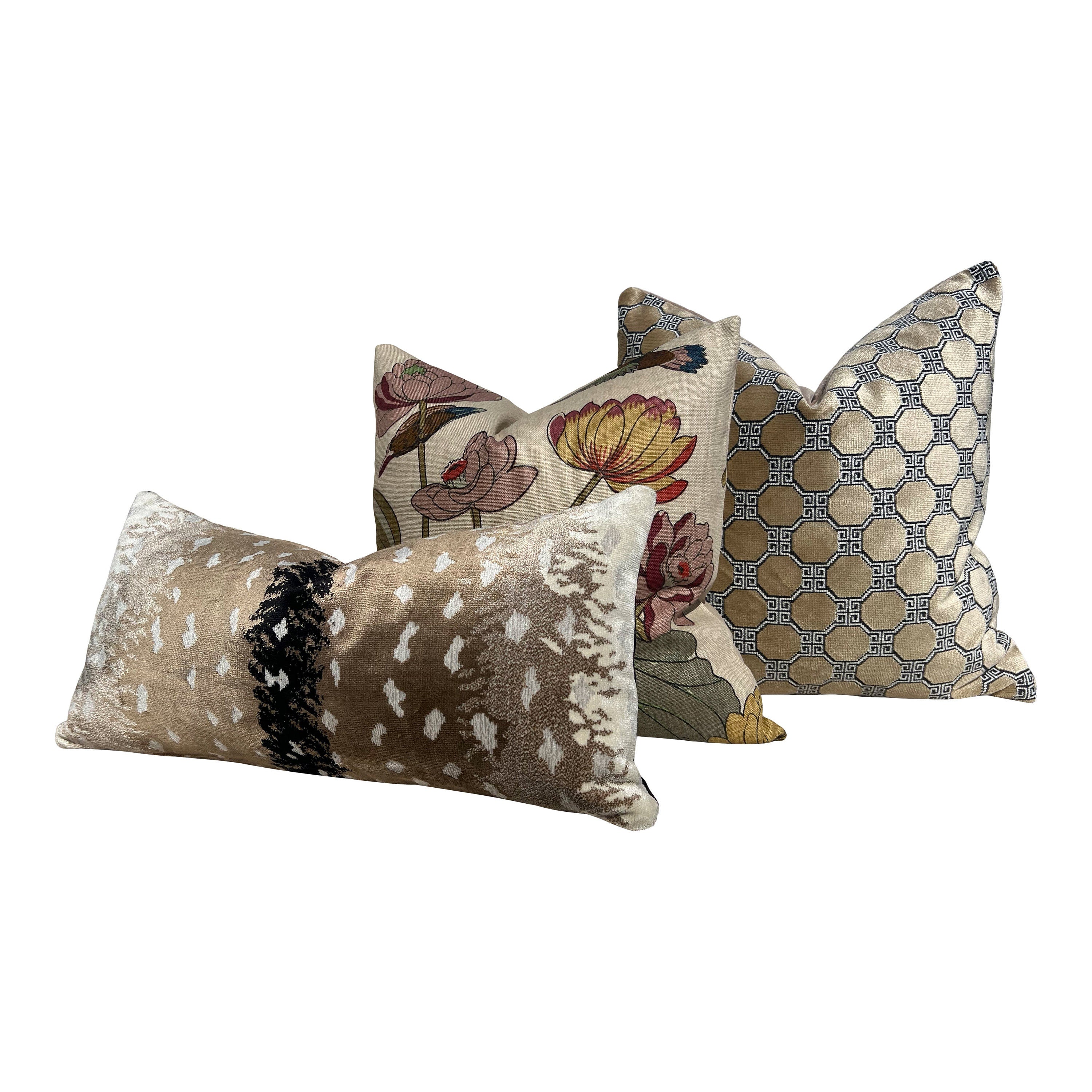 Antelope Velvet Pillow In Gold. Luxury Velvet Pillow Beige, Black, Decorative Accent Cushion Covers Tan, Designer High End Pillow Covers