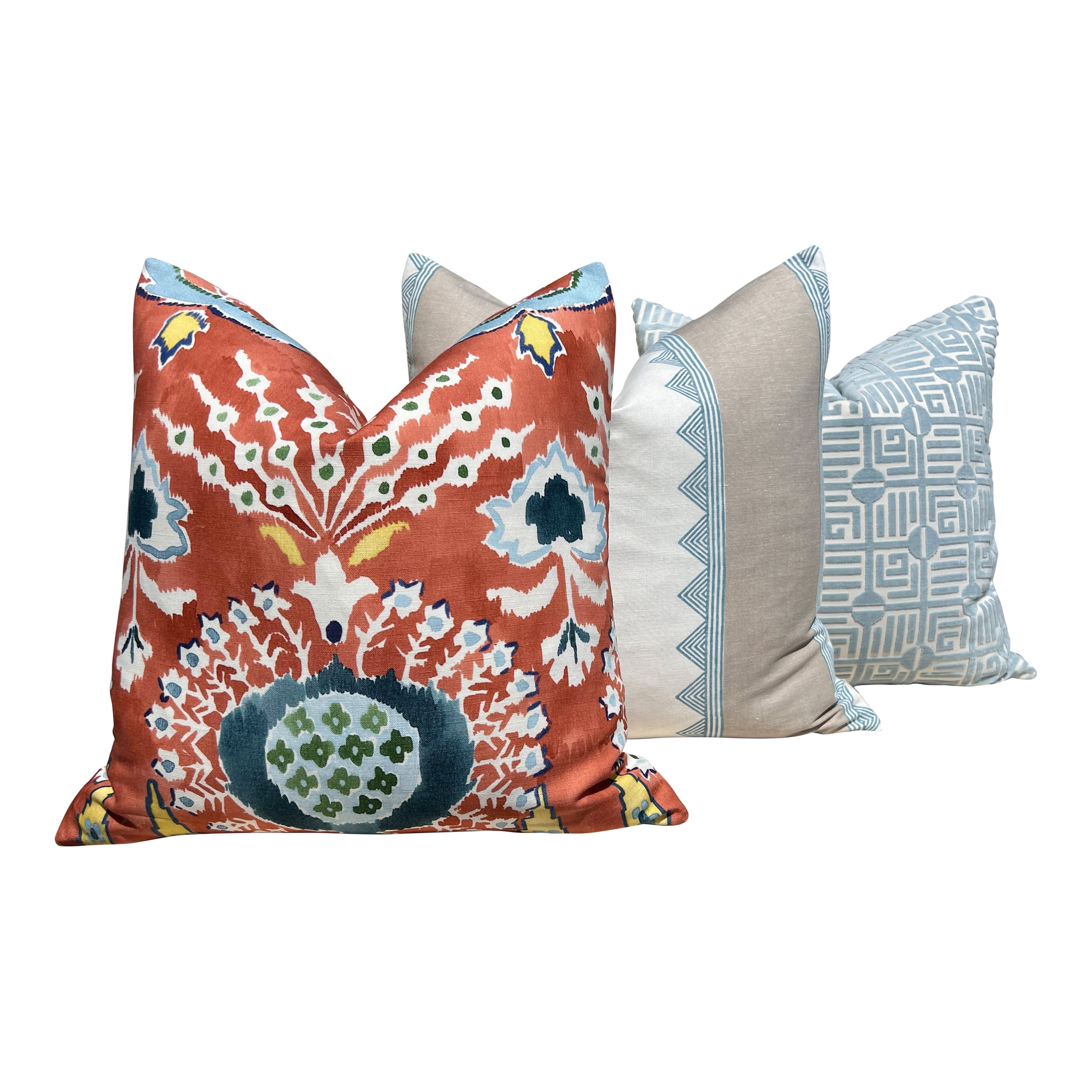 Thibaut Mendoza Suzani Pillow in Coral. Decorative High End Pillow Covers, Euro Sham Cover, Accent Lumbar Pillows, Medallion Pillow