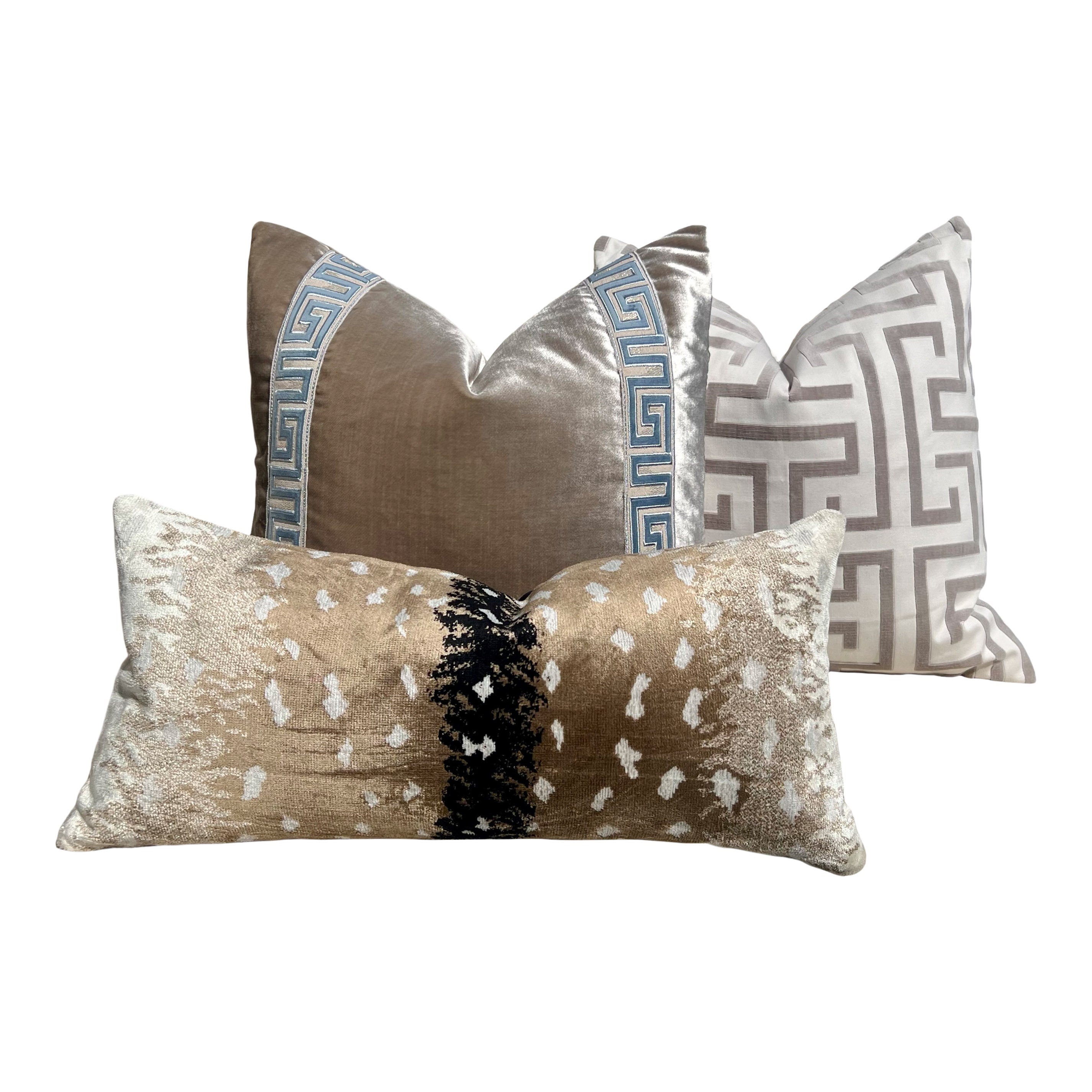 Antelope Velvet Pillow In Gold. Luxury Velvet Pillow Beige, Black, Decorative Accent Cushion Covers Tan, Designer High End Pillow Covers