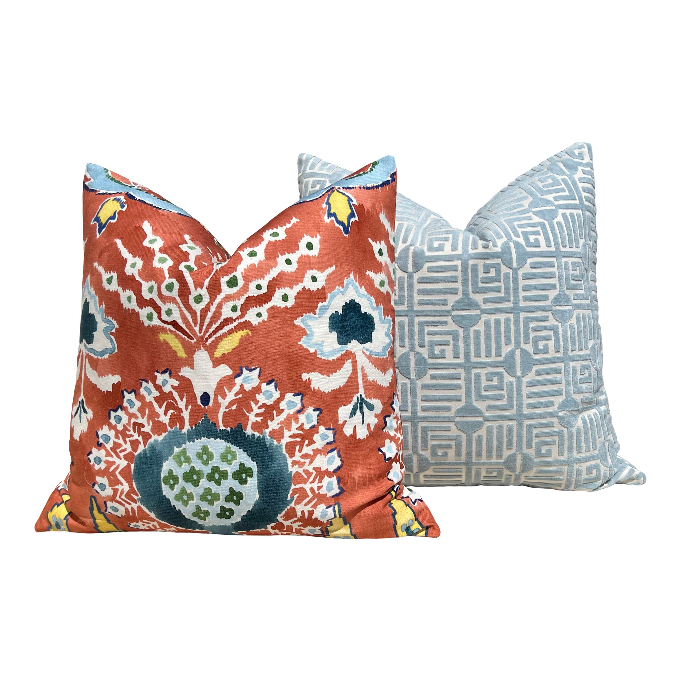 Thibaut Mendoza Suzani Pillow in Coral. Decorative High End Pillow Covers, Euro Sham Cover, Accent Lumbar Pillows, Medallion Pillow