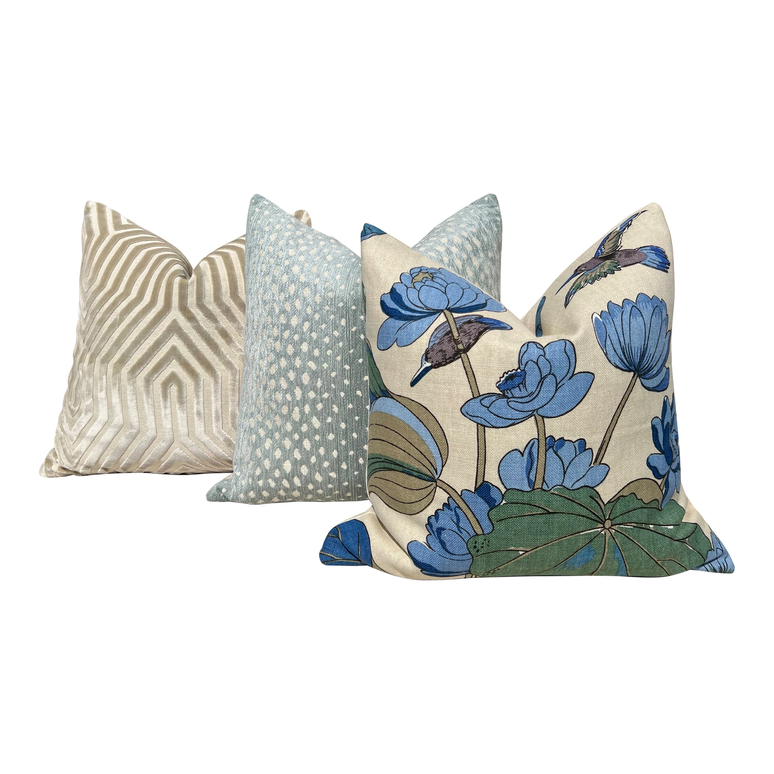 GP & J Baker Nympheus Linen Pillow in Teal. Decorative Lumbar Floral Pillow, High End Designer Linen Pillows, Euro Sham Pillow Cover