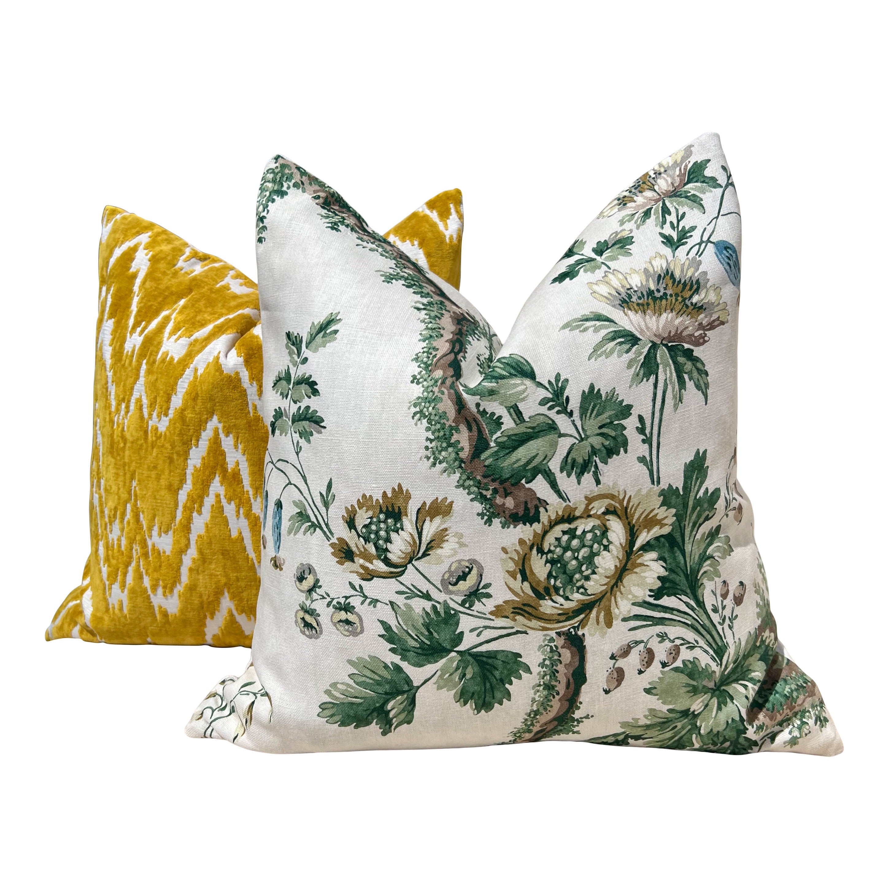 Designer Mustard Velvet ZigZag Pillow, Luxury Plush Chevron Throw Cushion, High End Flamestich Geometric Accent Pillow