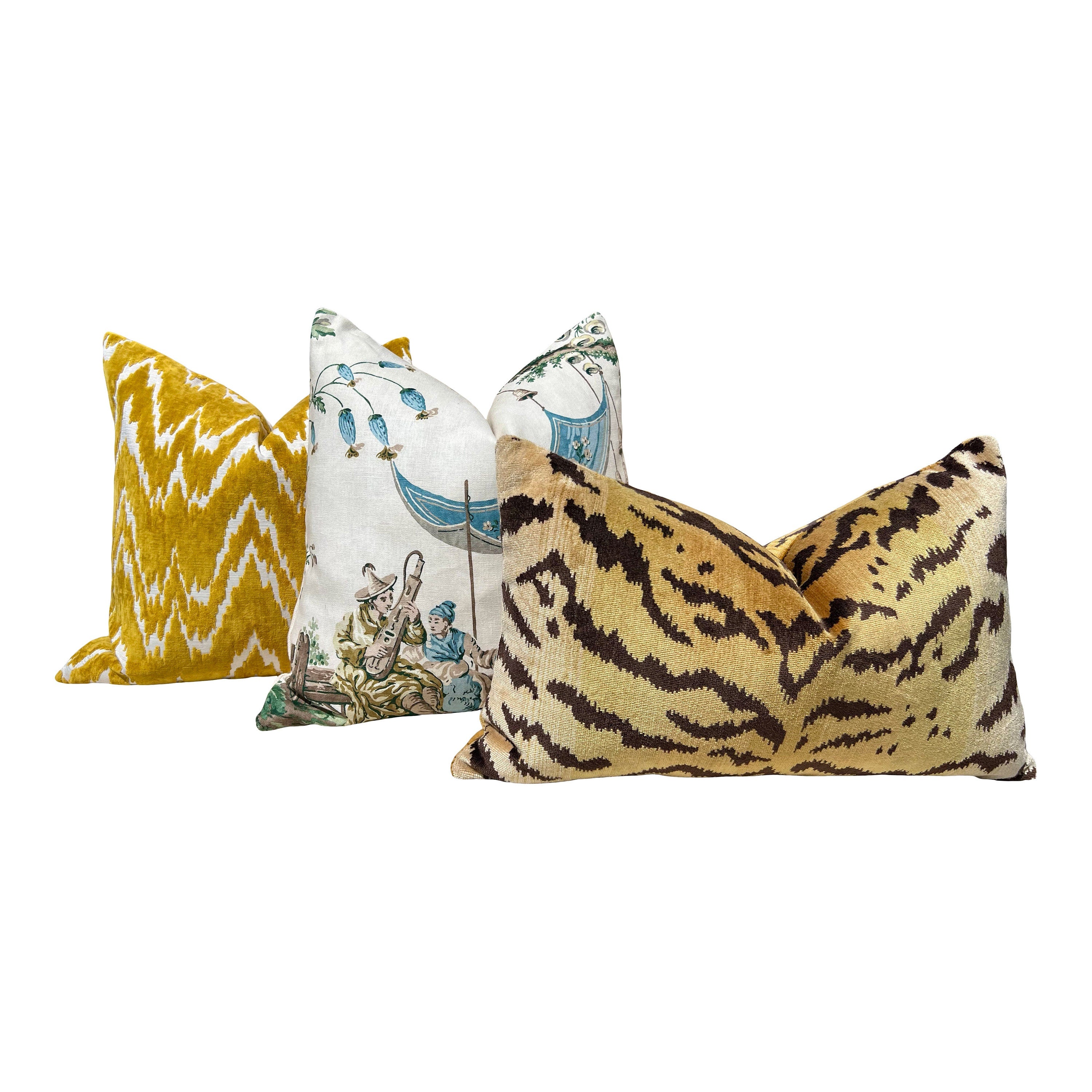 Designer Mustard Velvet ZigZag Pillow, Luxury Plush Chevron Throw Cushion, High End Flamestich Geometric Accent Pillow