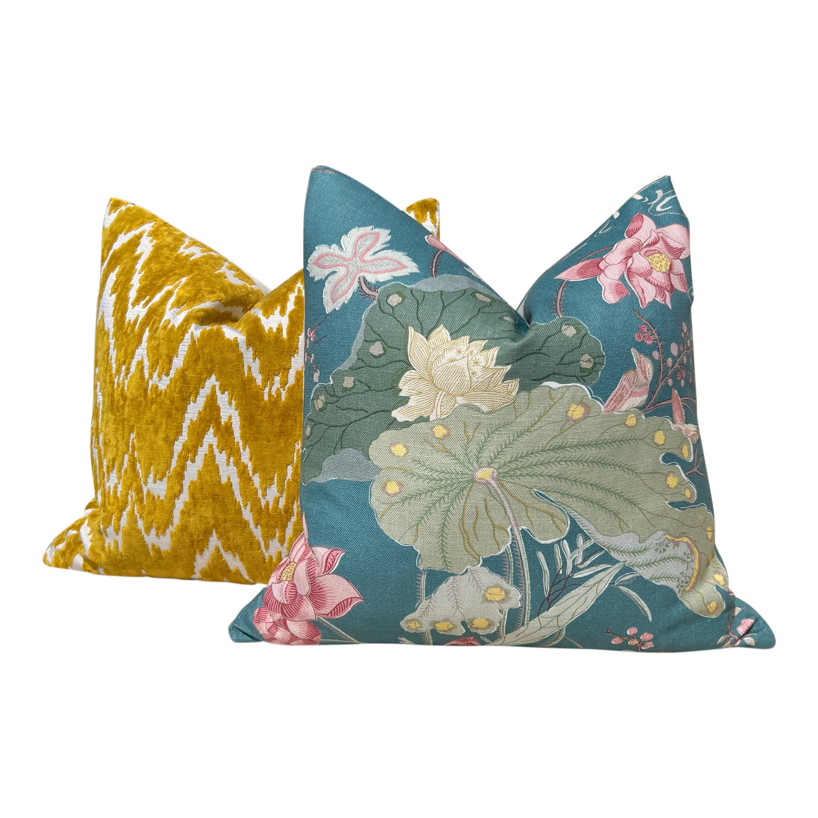 Designer Mustard Velvet ZigZag Pillow, Luxury Plush Chevron Throw Cushion, High End Flamestich Geometric Accent Pillow