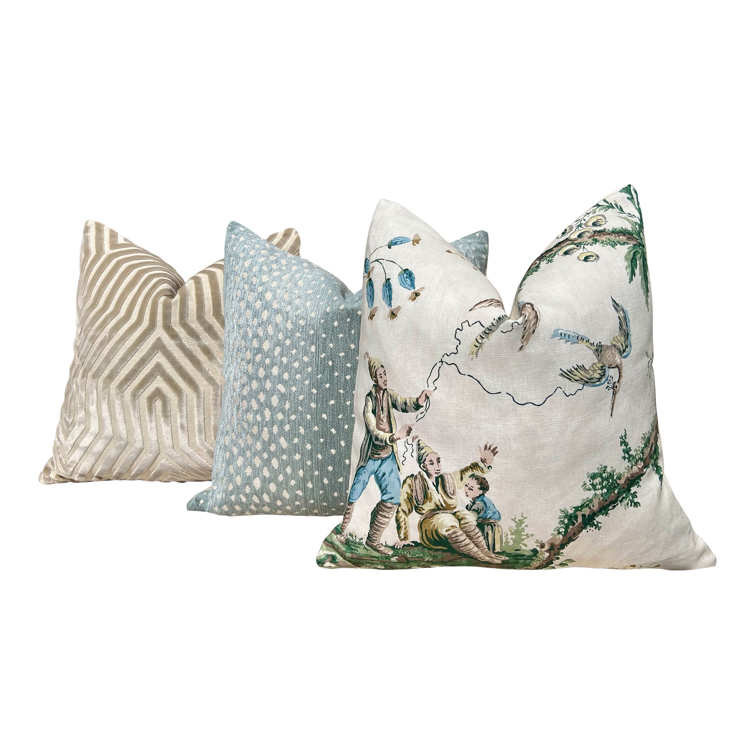 Thibaut Gazelle Woven Pillow in Seaglass. Luxurious Chenille Pillow Cover Aqua, Ombre Animal Skin Throw Cushions, Designer Pillow Cover