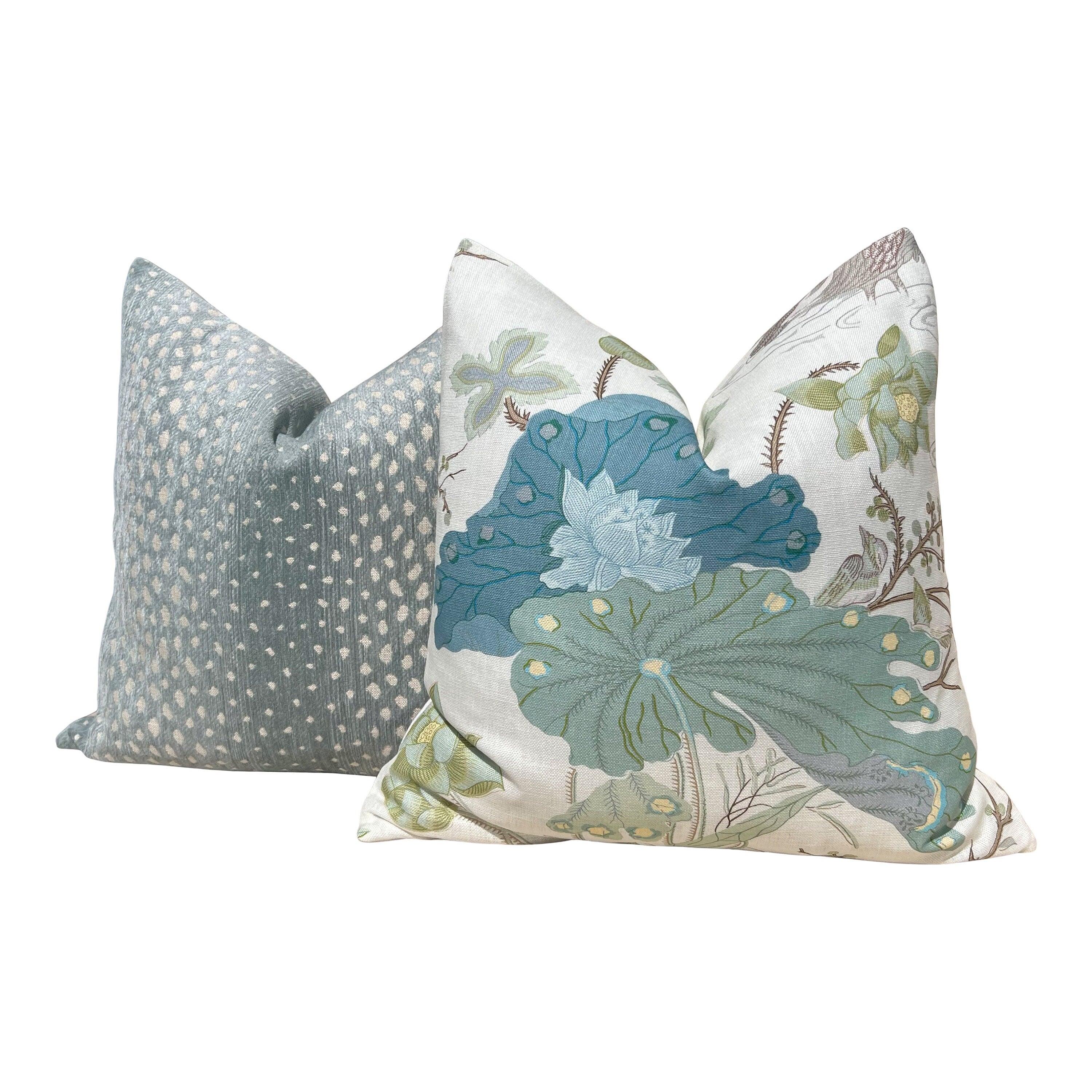 Thibaut Gazelle Woven Pillow in Seaglass. Luxurious Chenille Pillow Cover Aqua, Ombre Animal Skin Throw Cushions, Designer Pillow Cover