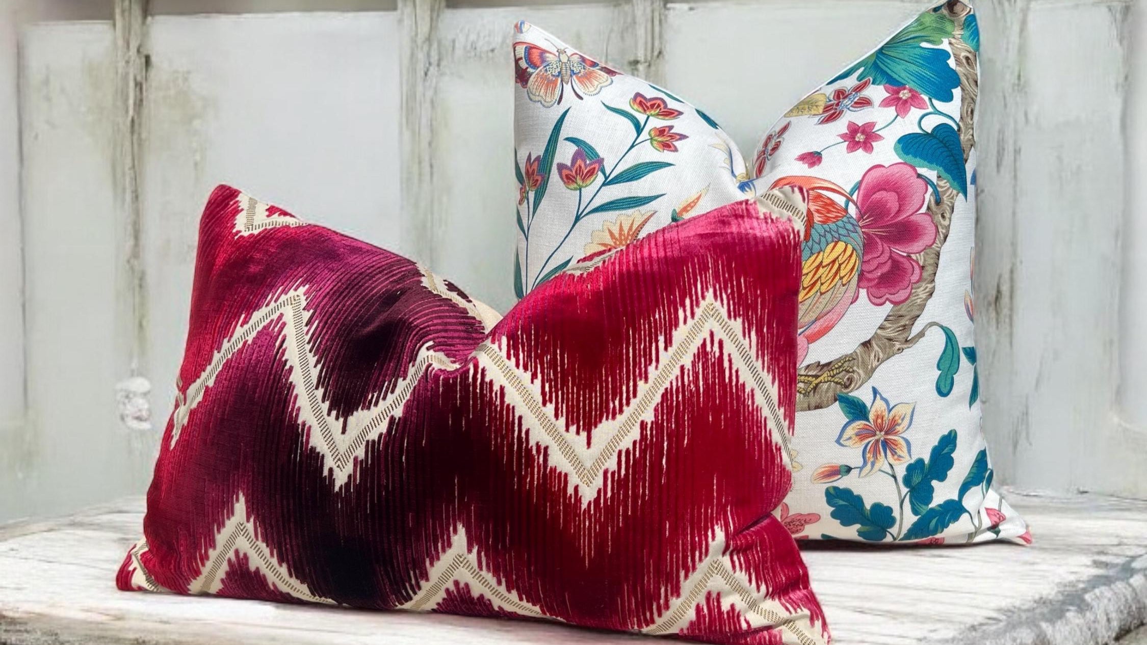 Schumacher Shock Wave Silk Velvet Pillow in Ruby, Ombre Velvet Designer Pillow, Modern Decorative Luxury Cushion, Contemporary Pillow Covers
