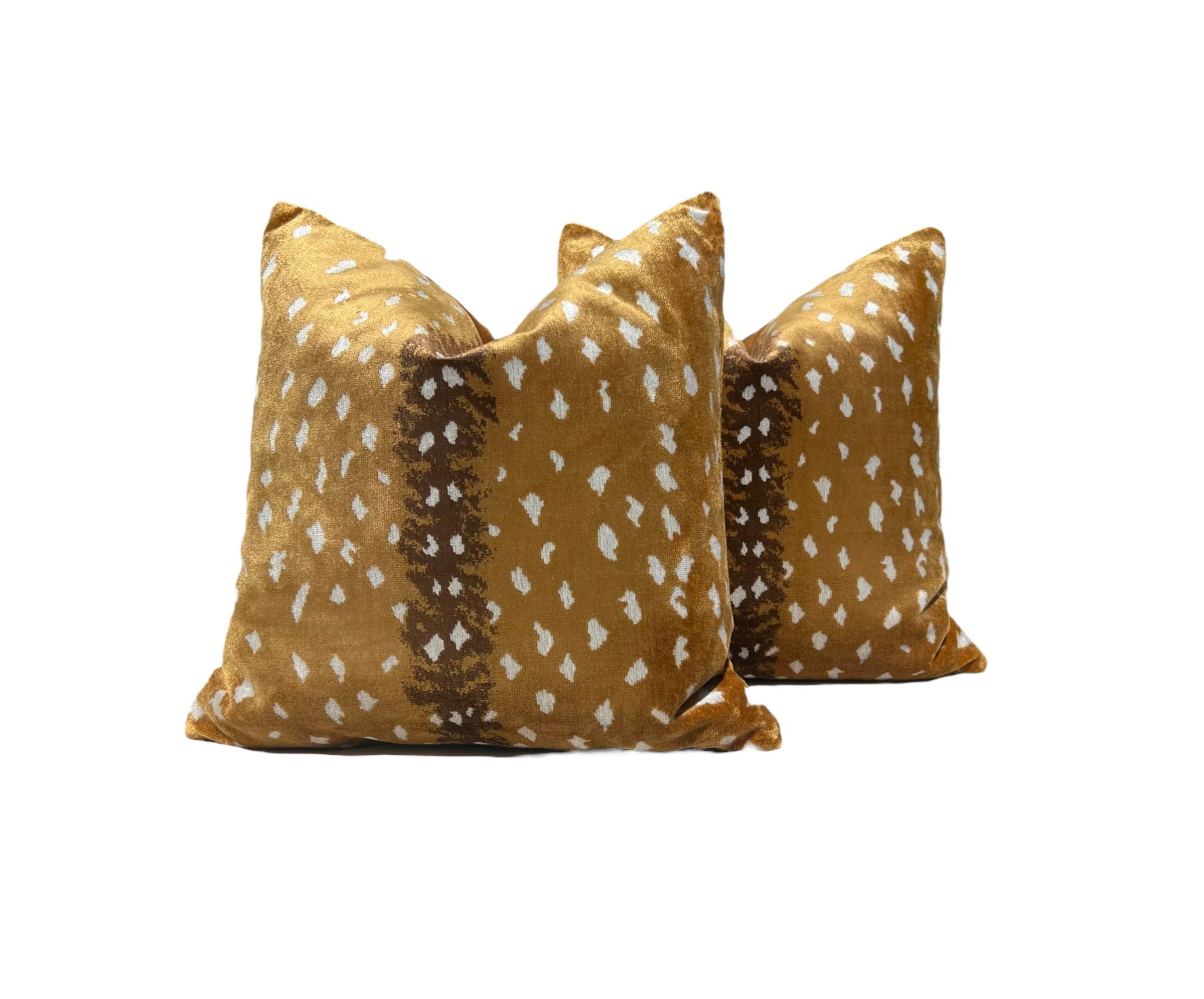 Scalamandre Antelope Velvet Pillow in Bronze, Luxurious Animal Print Accent Cushion, Brown Velvet Cushion Cover, Decorative Throw Pillow