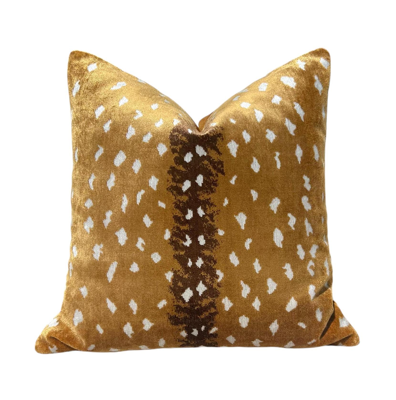 Scalamandre Antelope Velvet Pillow in Bronze, Luxurious Animal Print Accent Cushion, Brown Velvet Cushion Cover, Decorative Throw Pillow