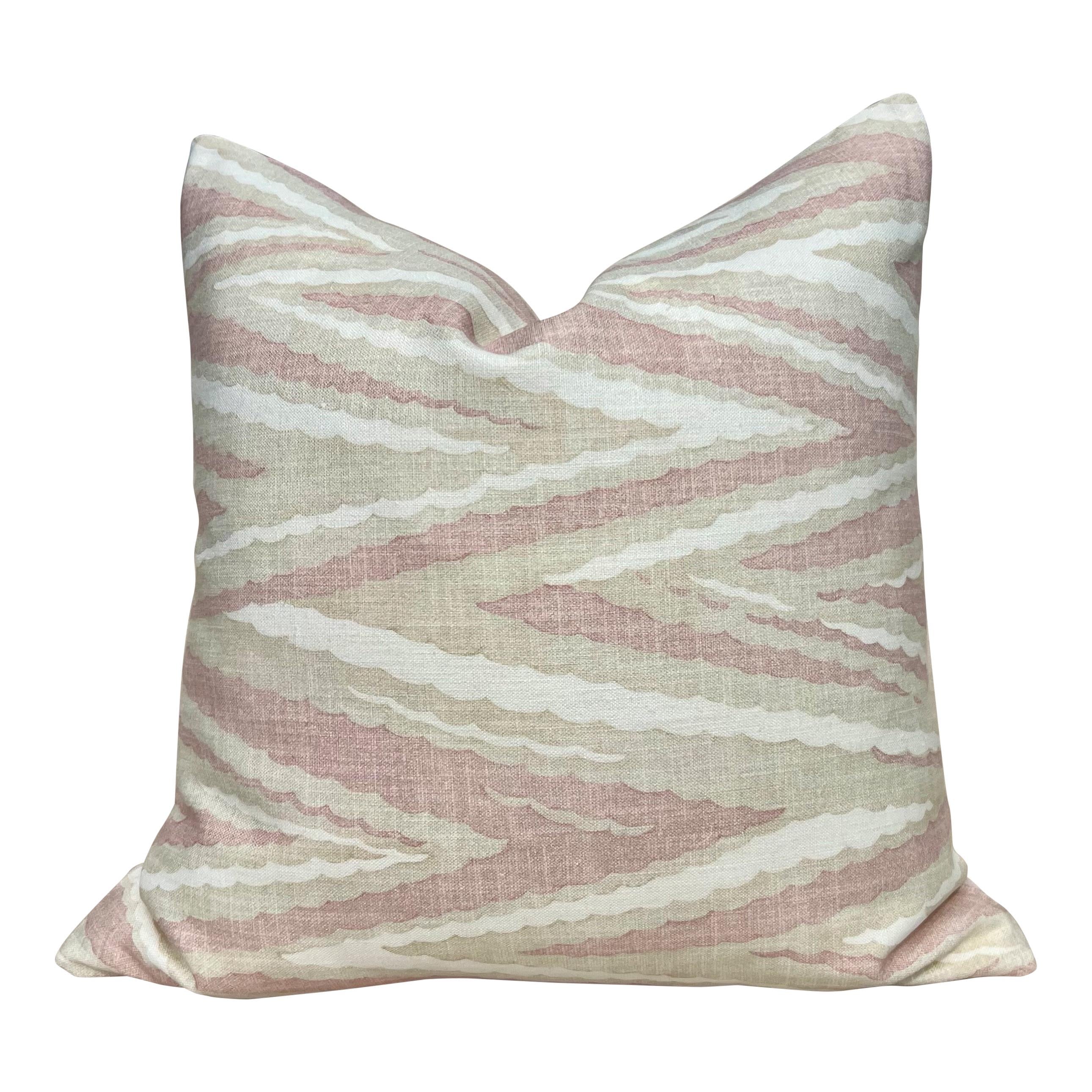 Thibaut Highland Peak in Blush. Designer Pillows, High End Pillows, Zig Zag Pillow in Pastel Colors, Accent Beige Blush Cushion Cover