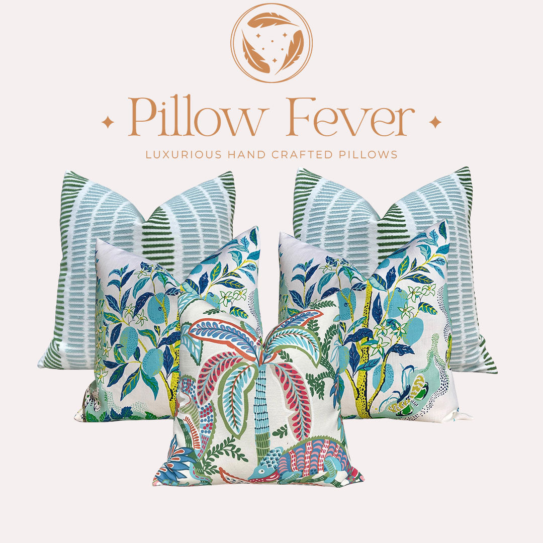 Schumacher Citrus Garden Outdoor Pillow in Pool.