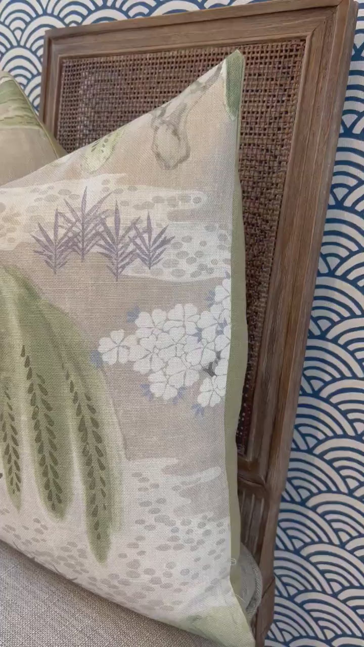 Thibaut Willow Tree in Beige, Green. Designer Pillows, Accent Beige Pillow, High End Pillows, Floral Pillow Cover, Lumbar Pillows, Euro Sham