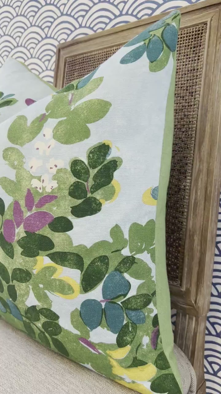 Thibaut Central Park Pillow in Blue and Green. Designer Pillow Cover, Accent lumbar pillow, High End Floral Pillow, Euro Sham Floral Case