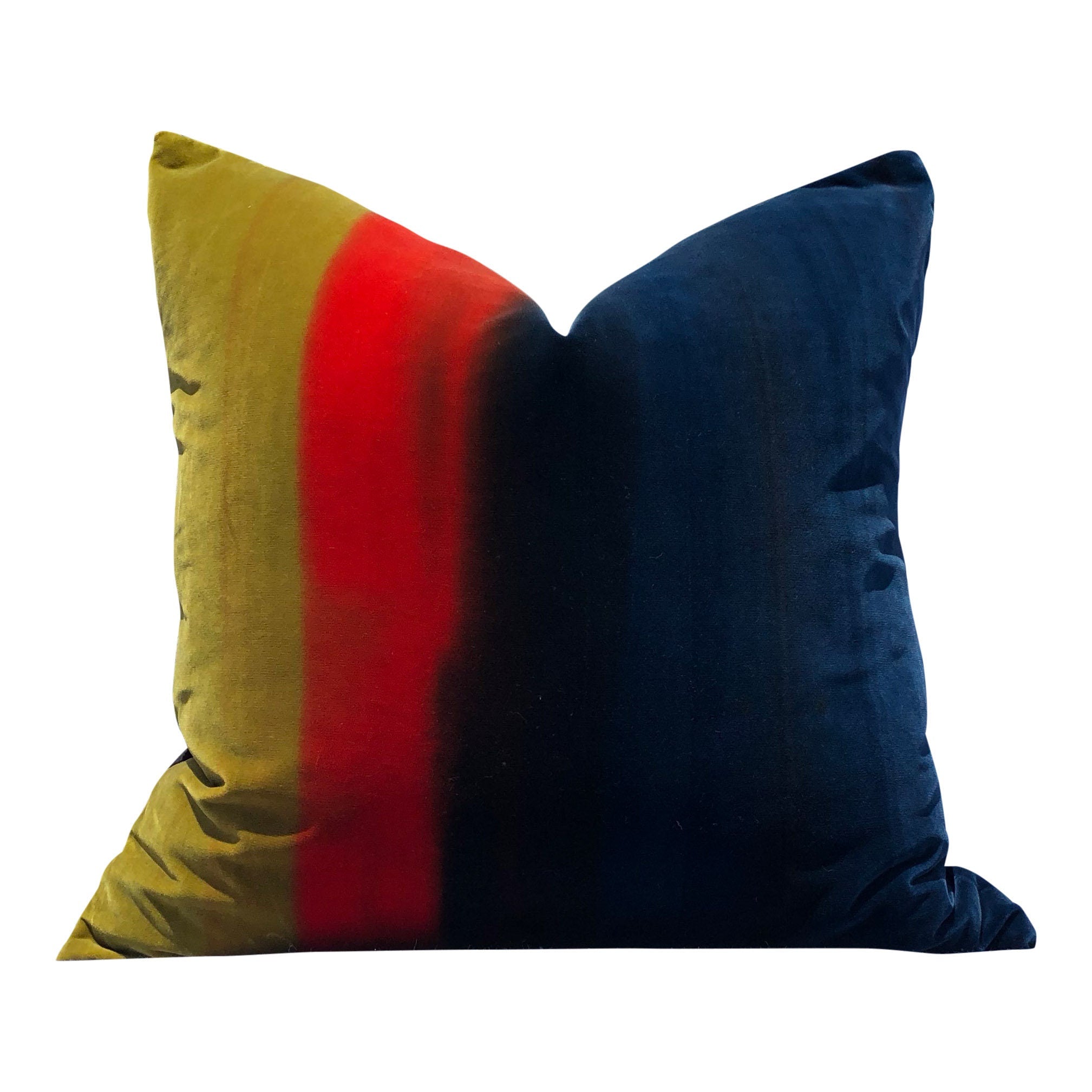 Amazilia Ombre Velvet Pillow Mustard, Papaya, Indigo. Lumbar Velvet Pillow Covers, High End Pillows, Designer Plush Velvet Pillow Covers