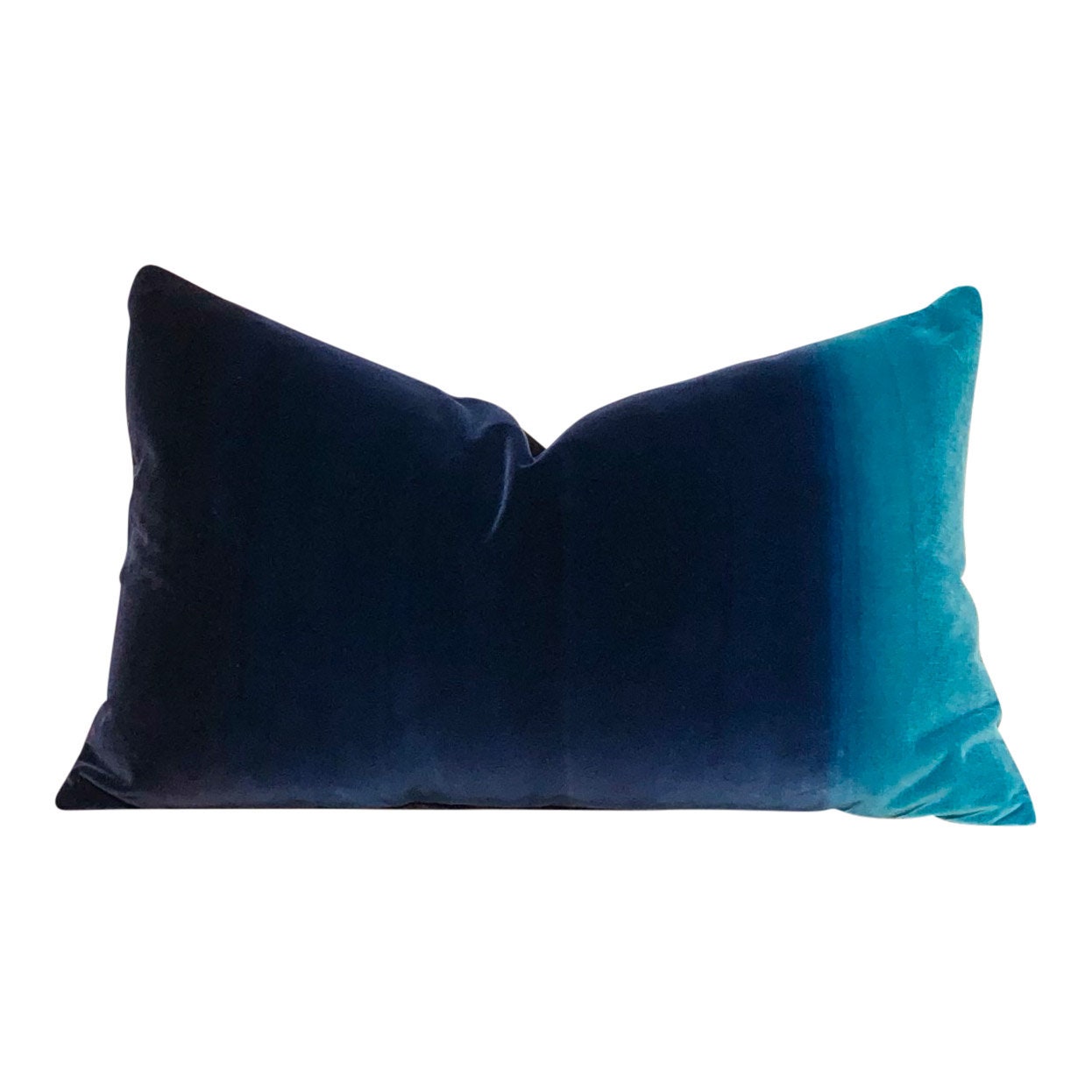 Harlequin Designer Ombre Velvet Pillow in Blueberry, Blue lagoon