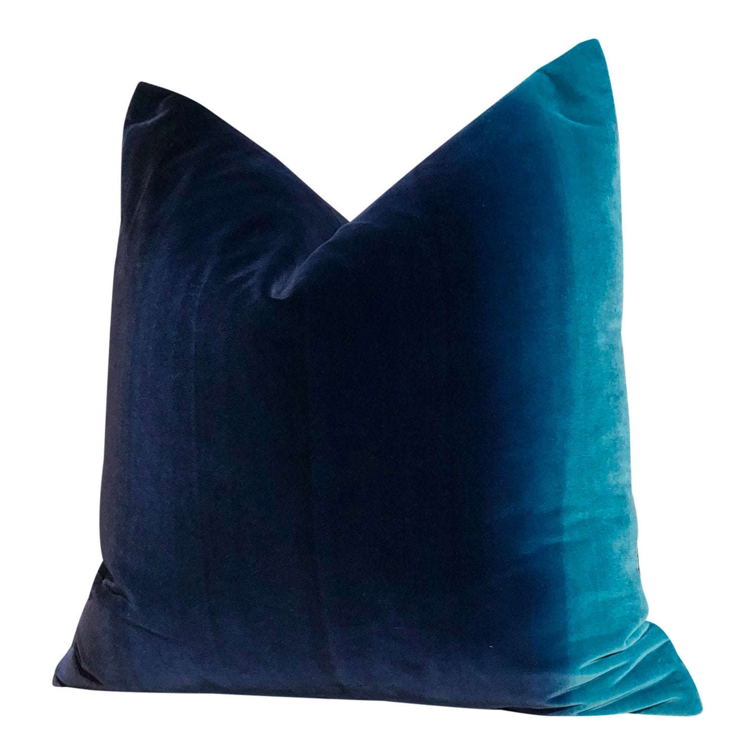 Harlequin Designer Ombre Velvet Pillow in Blueberry, Blue lagoon