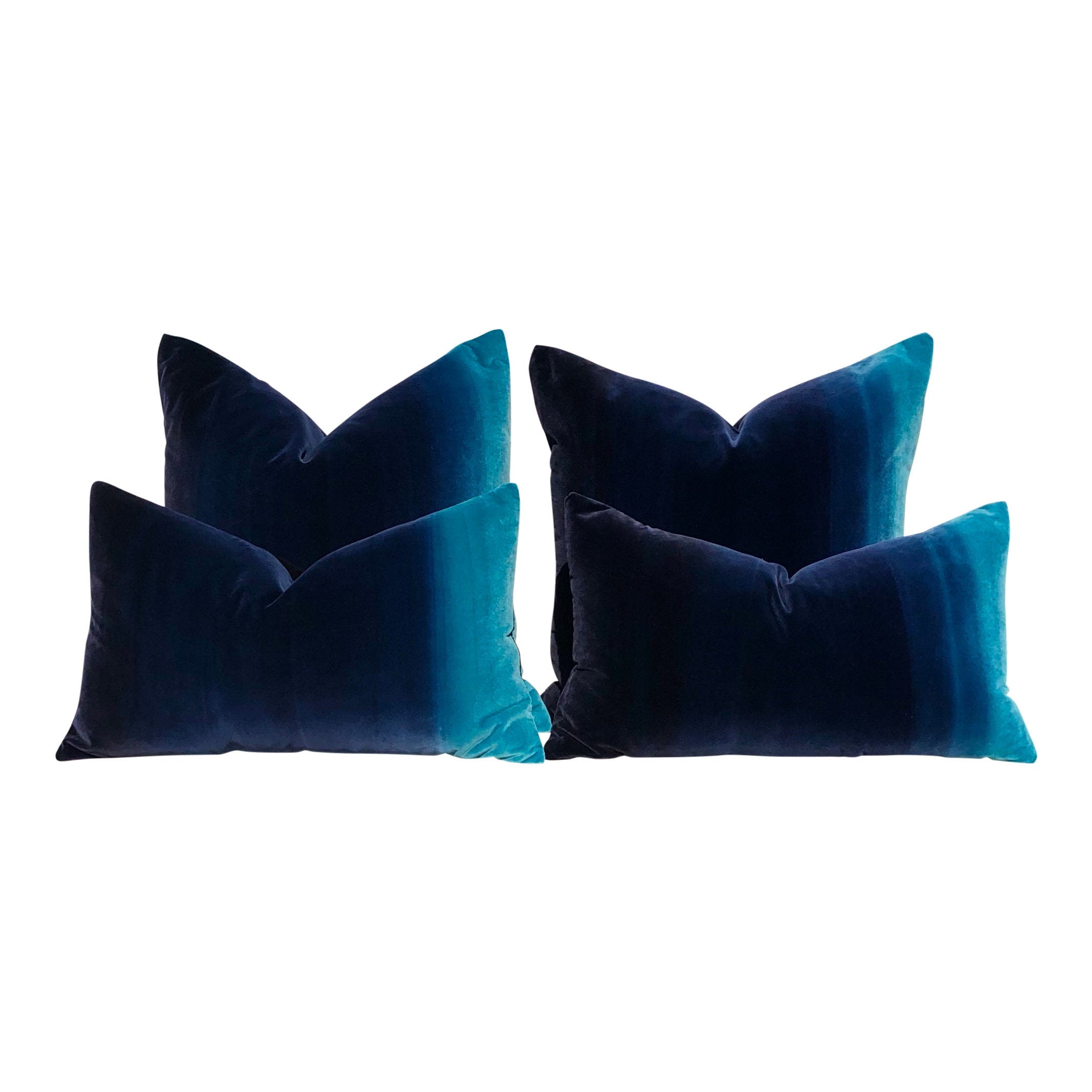 Harlequin Designer Ombre Velvet Pillow in Blueberry, Blue lagoon