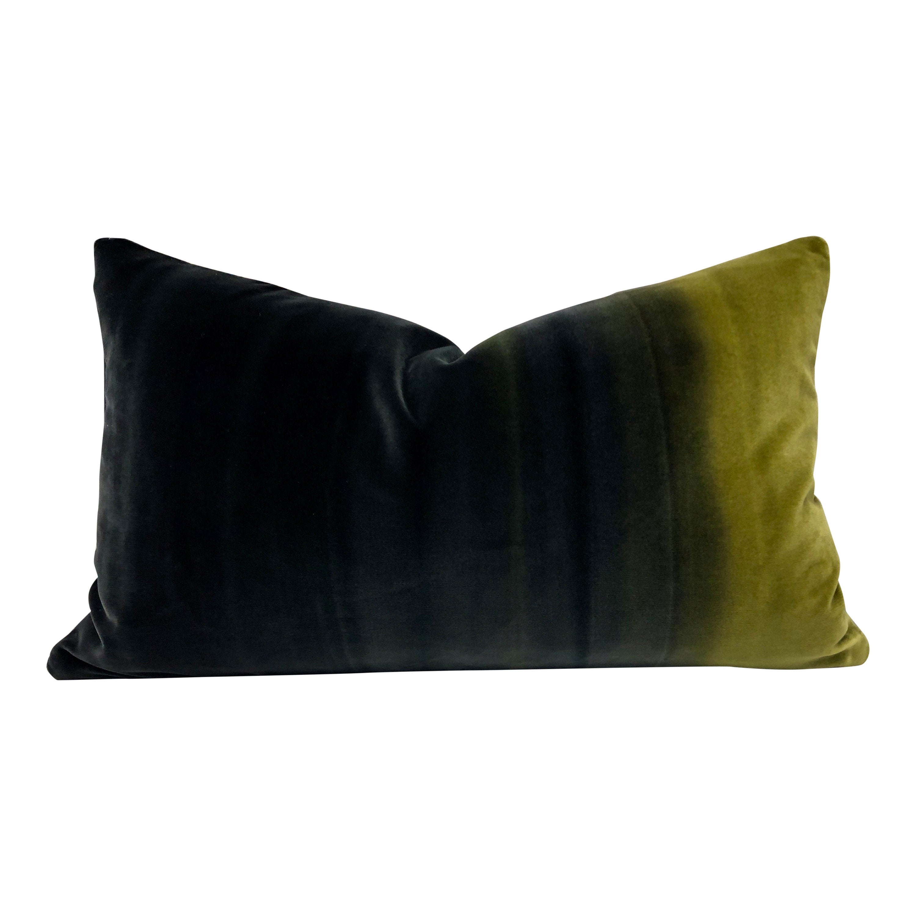 Ombre Velvet Pillow in Mustard and Elephant.