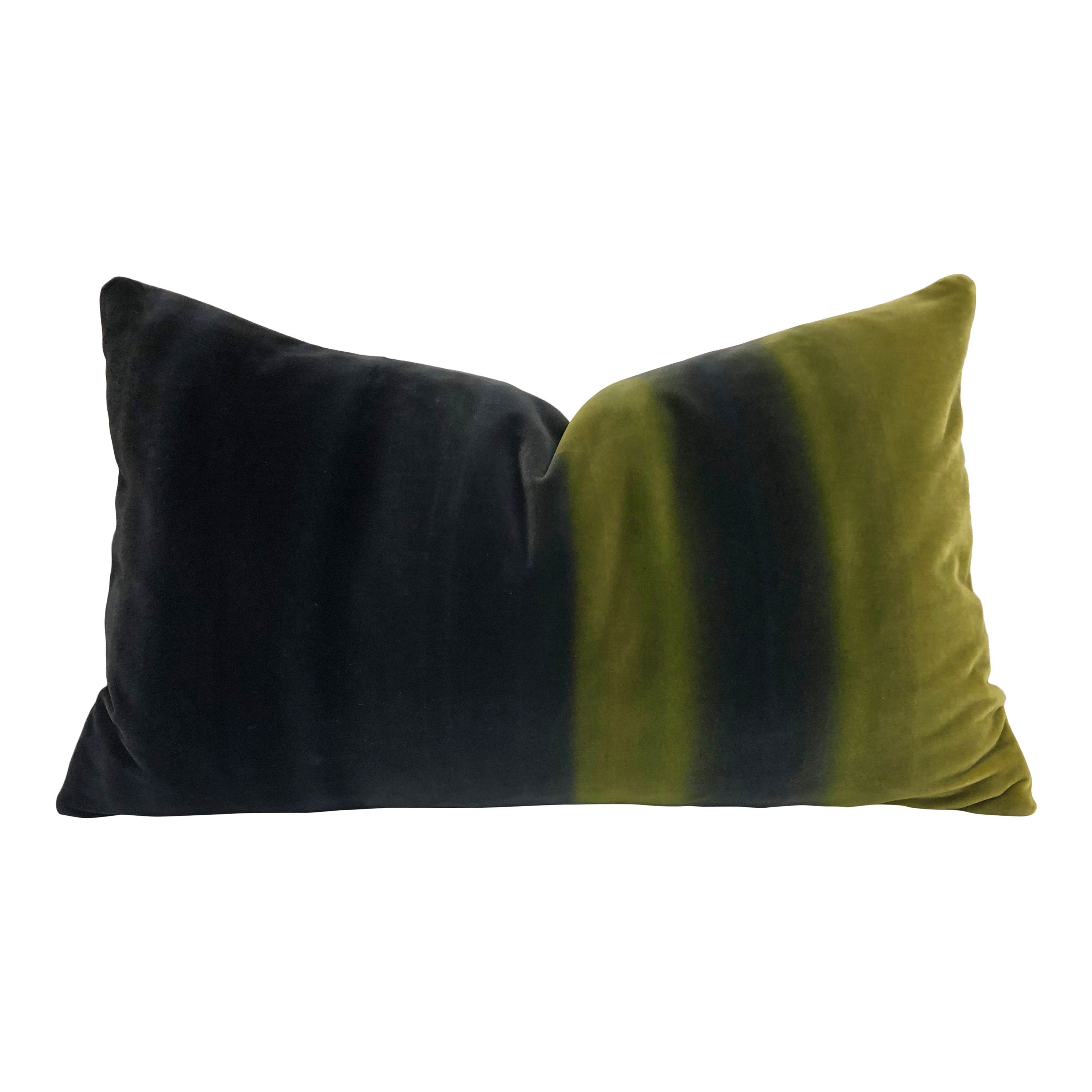 Ombre Velvet Pillow in Mustard and Elephant.