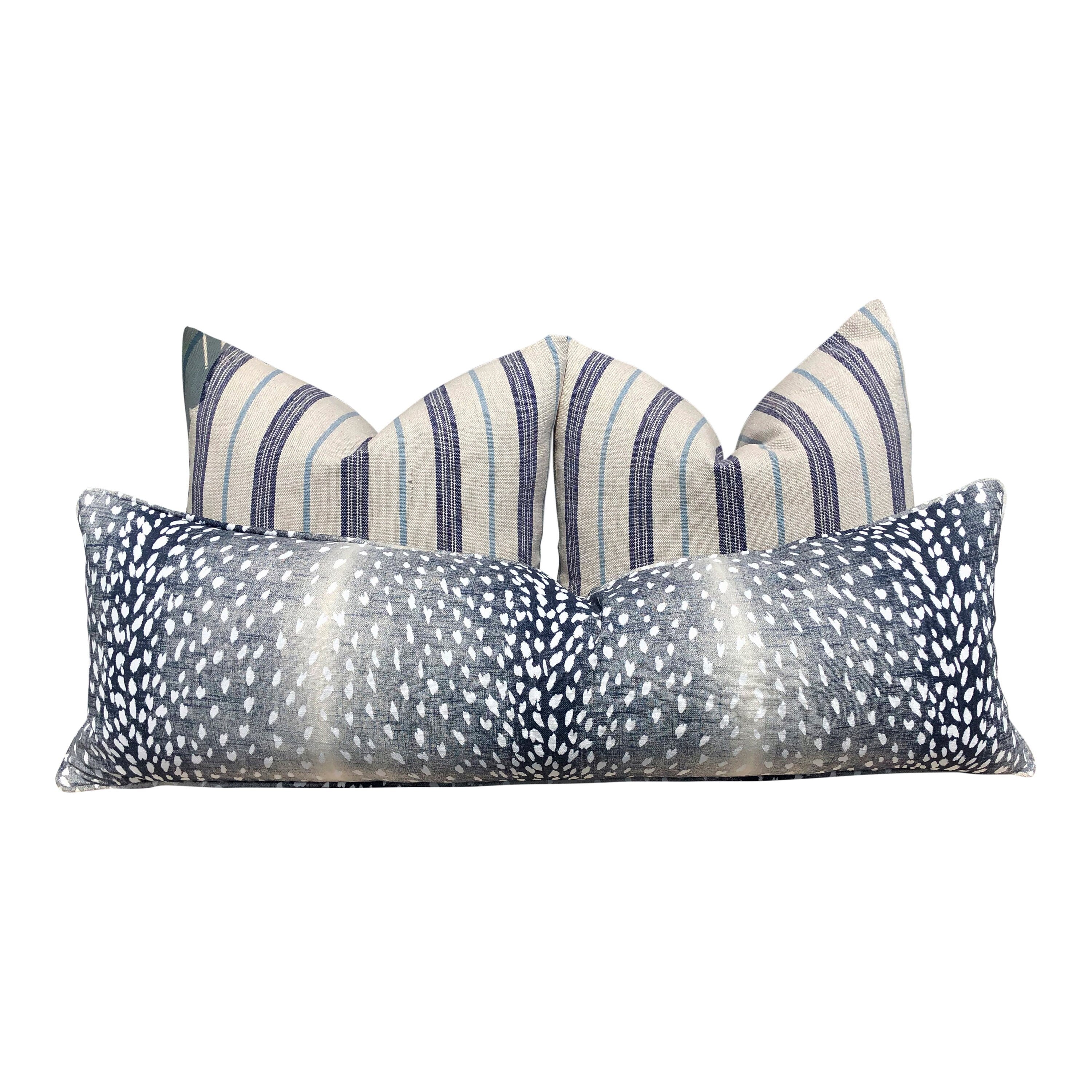 Antelope Pillow Navy Blue. Long Lumbar Pillow //  Accent pillow cover // Animal Print Navy Pillow // Blue Antelope Pillow // Euro Sham 26x26