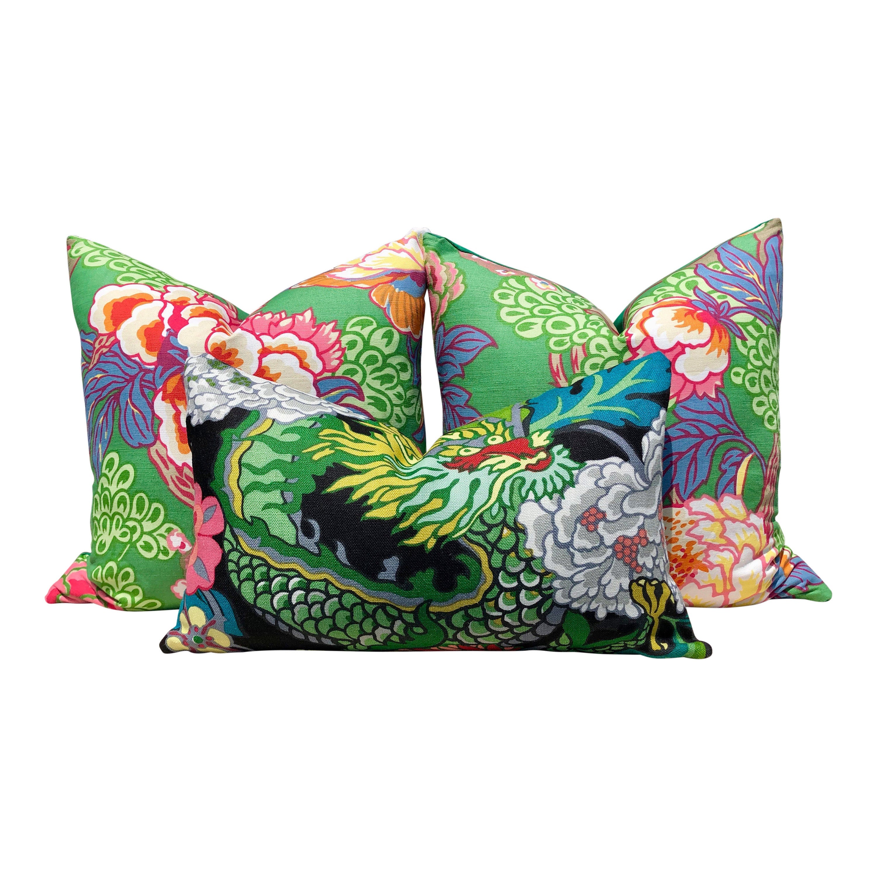 Thibaut Honshu Pillow Green. Chinoiserie Pillow // Emerald Green Pillow // Euro Sham Pillow // Green Lumbar Pillow 18"X18" 20"X20" 22"X22"