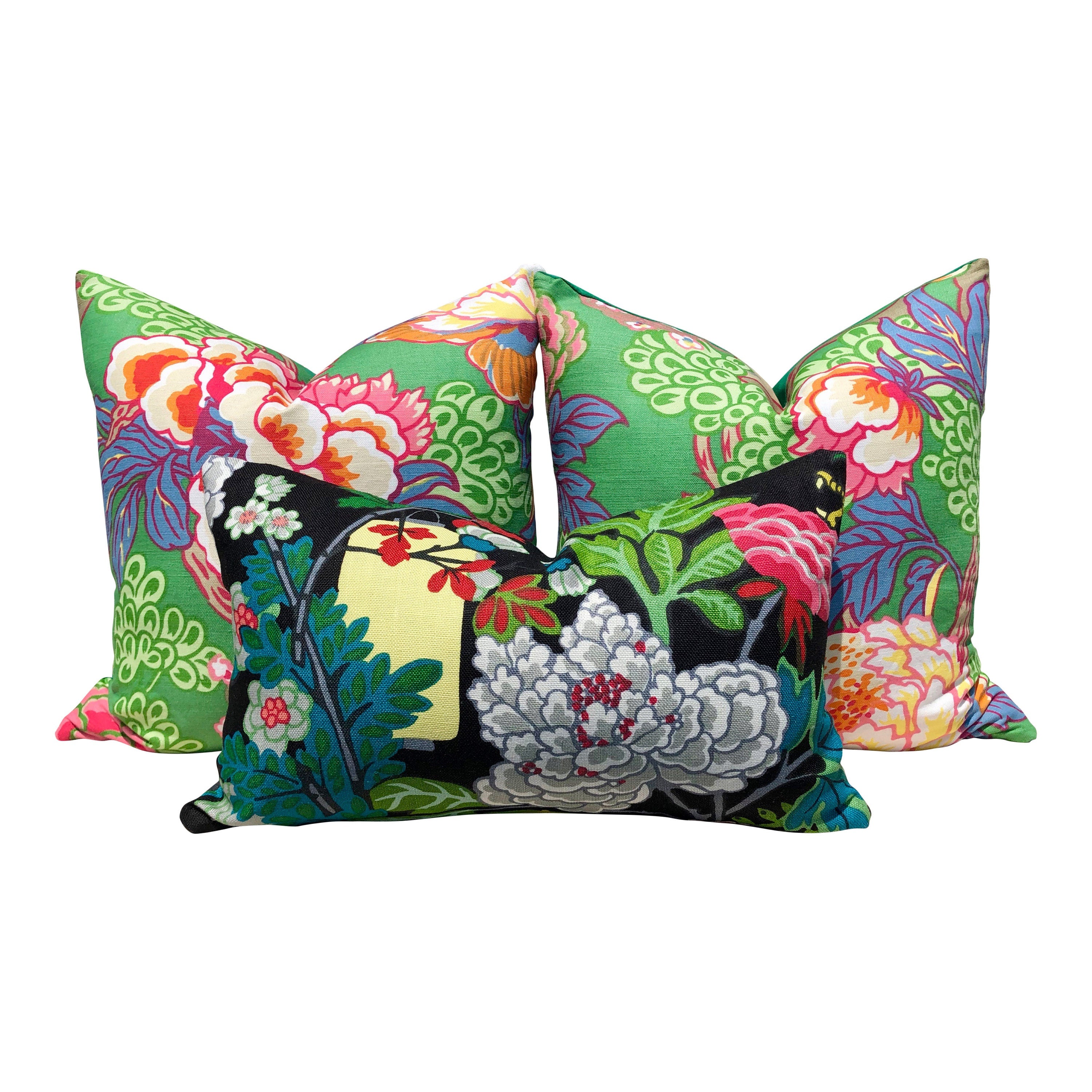 Thibaut Honshu Pillow Green. Chinoiserie Pillow // Emerald Green Pillow // Euro Sham Pillow // Green Lumbar Pillow 18"X18" 20"X20" 22"X22"
