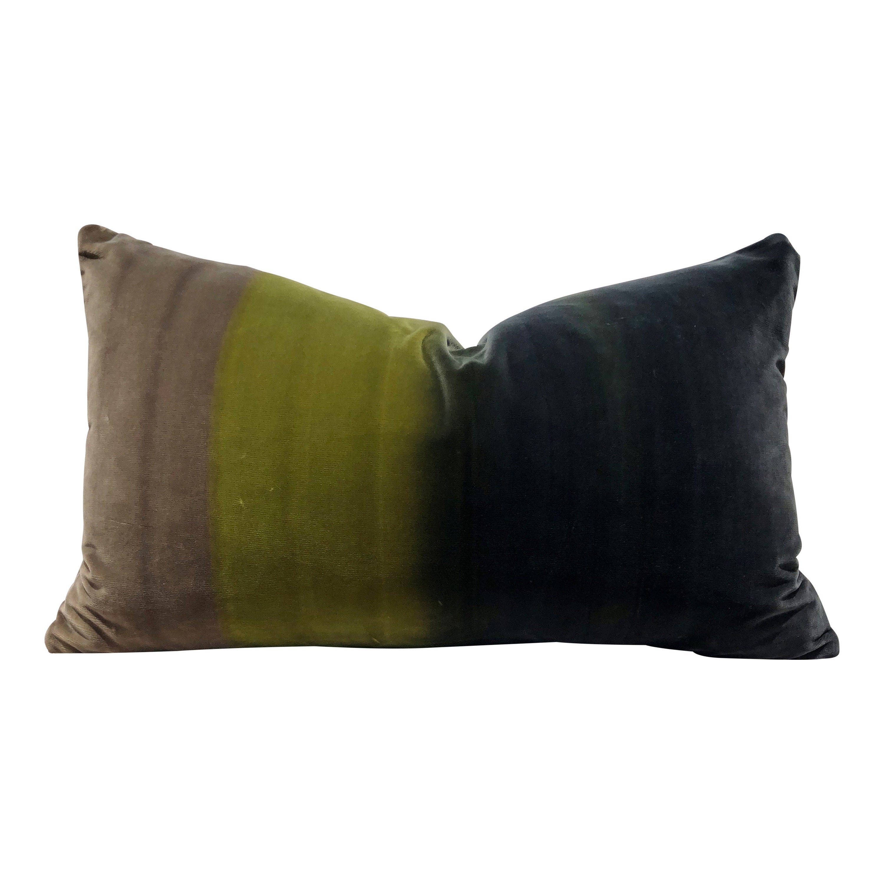 Ombre Velvet Pillow in Mustard and Elephant.