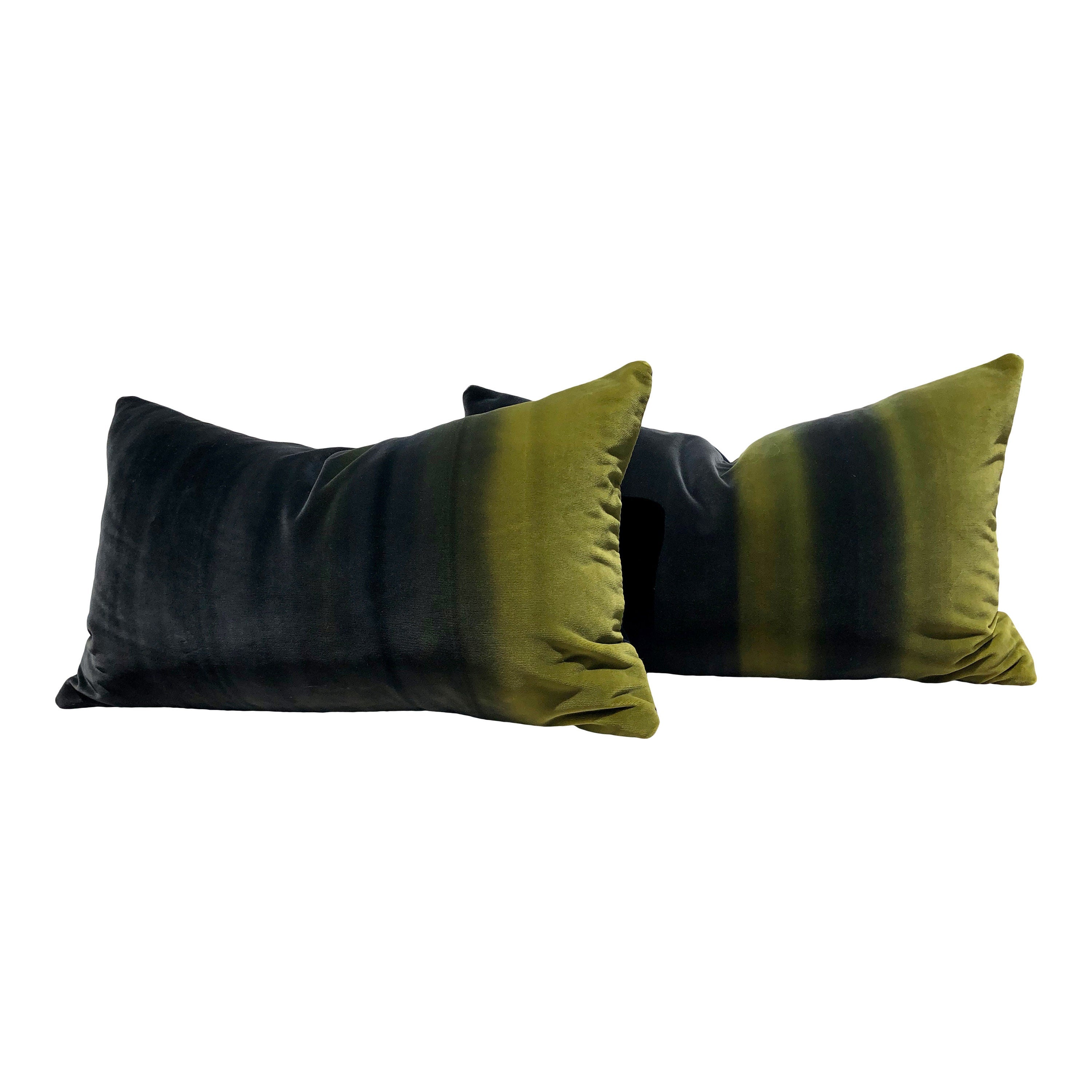 Ombre Velvet Pillow in Mustard and Elephant.