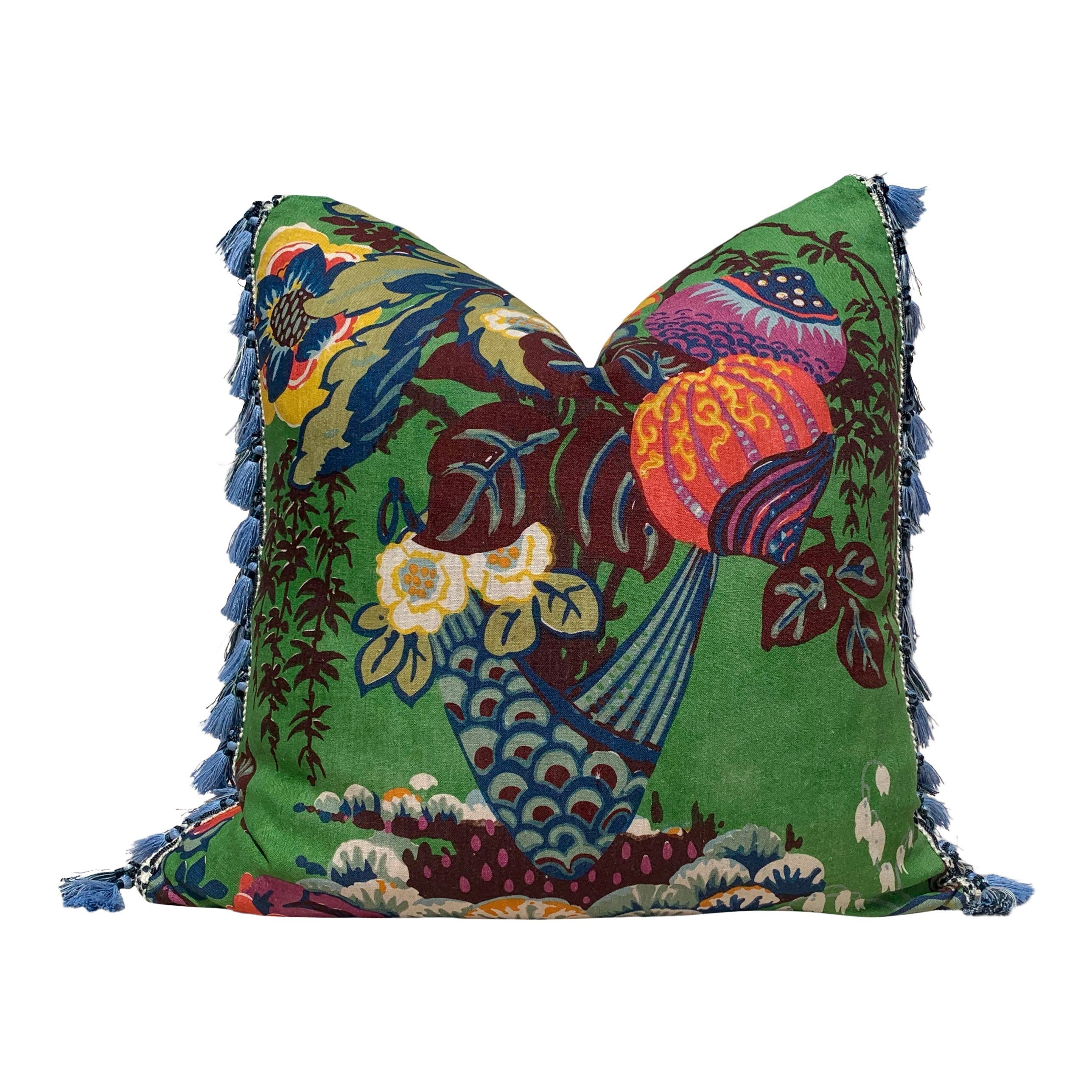 Fairbanks Pillow Kelly Green. Orange Blue Green Pillow Lumbar Pillow Cover Multicolor Pillow Euro Sham Pillow Floral Bouquet Pillow