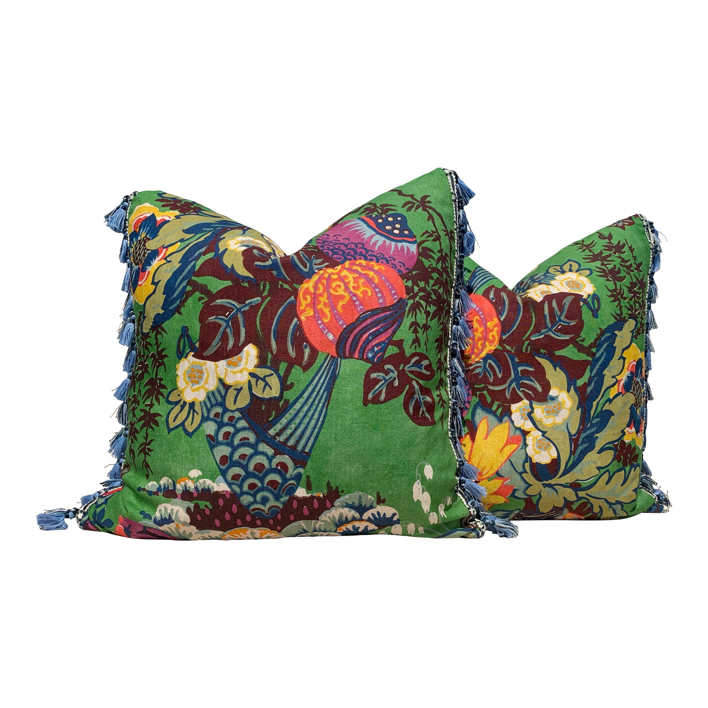 Fairbanks Pillow Kelly Green. Orange Blue Green Pillow Lumbar Pillow Cover Multicolor Pillow Euro Sham Pillow Floral Bouquet Pillow