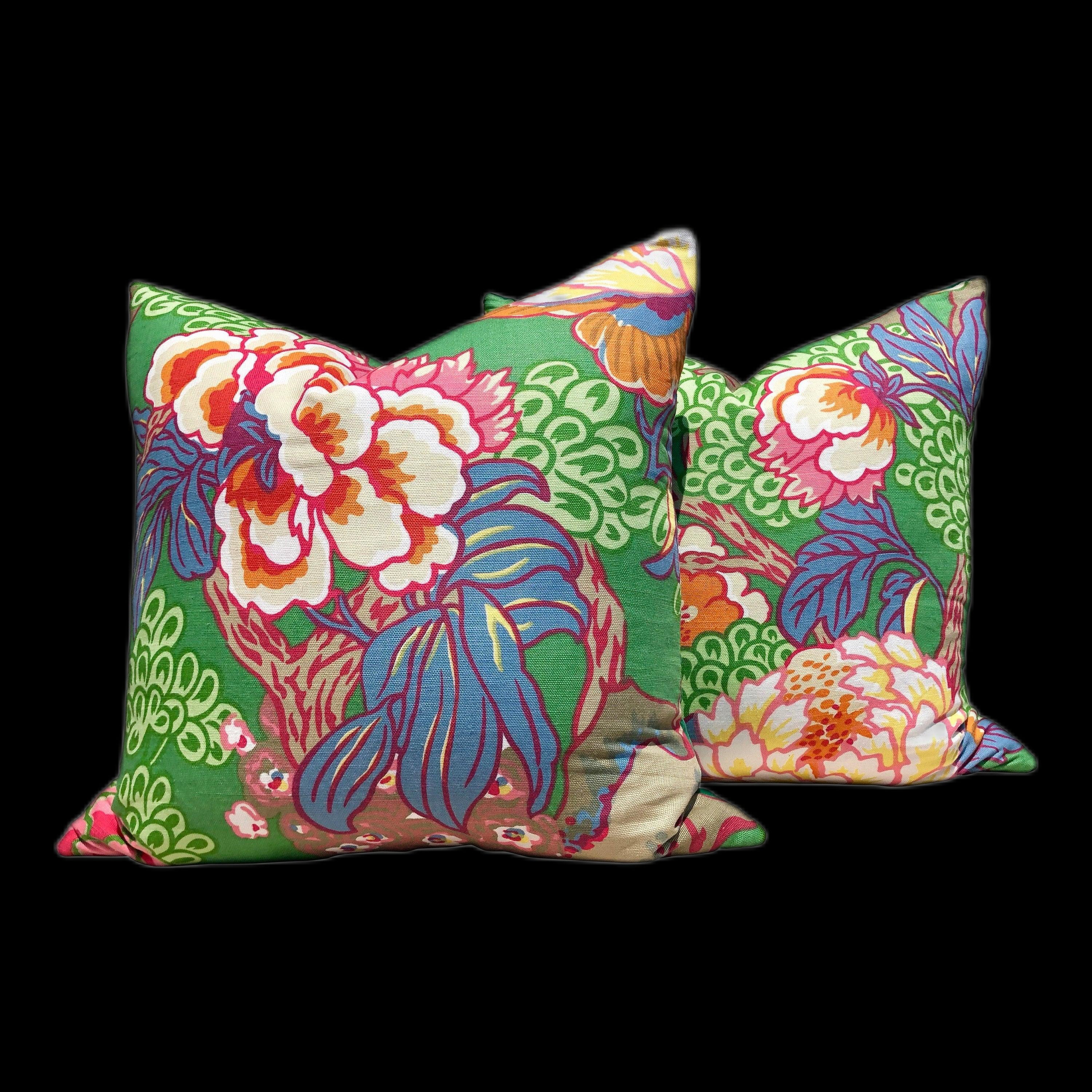 Thibaut Honshu Pillow Green. Chinoiserie Pillow // Emerald Green Pillow // Euro Sham Pillow // Green Lumbar Pillow 18"X18" 20"X20" 22"X22"